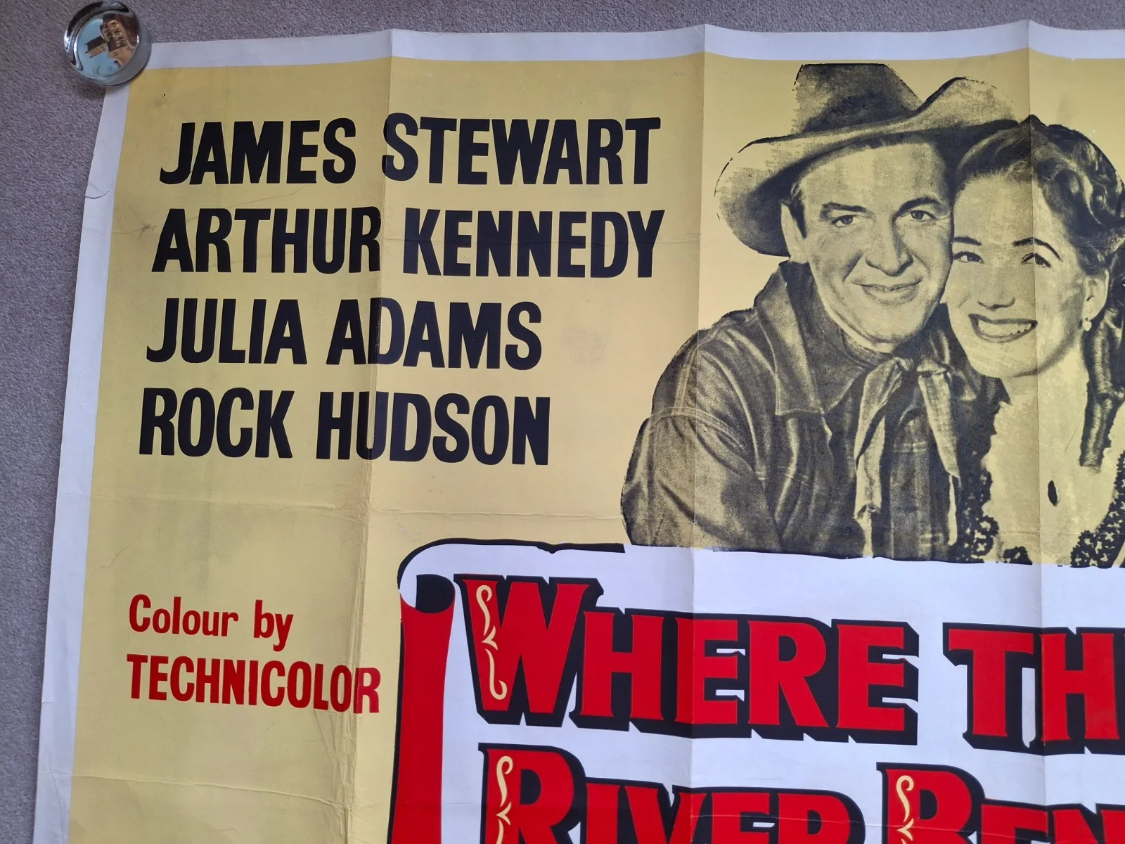 Where The River Bends Rare Original UK Cinema Quad Film Poster James Stewart, изображение 2