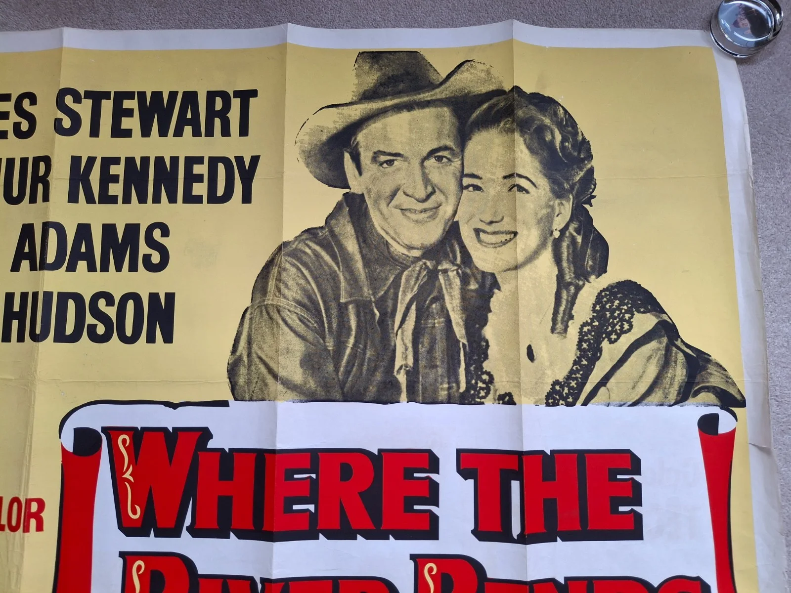 Where The River Bends Rare Original UK Cinema Quad Film Poster James Stewart, изображение 3