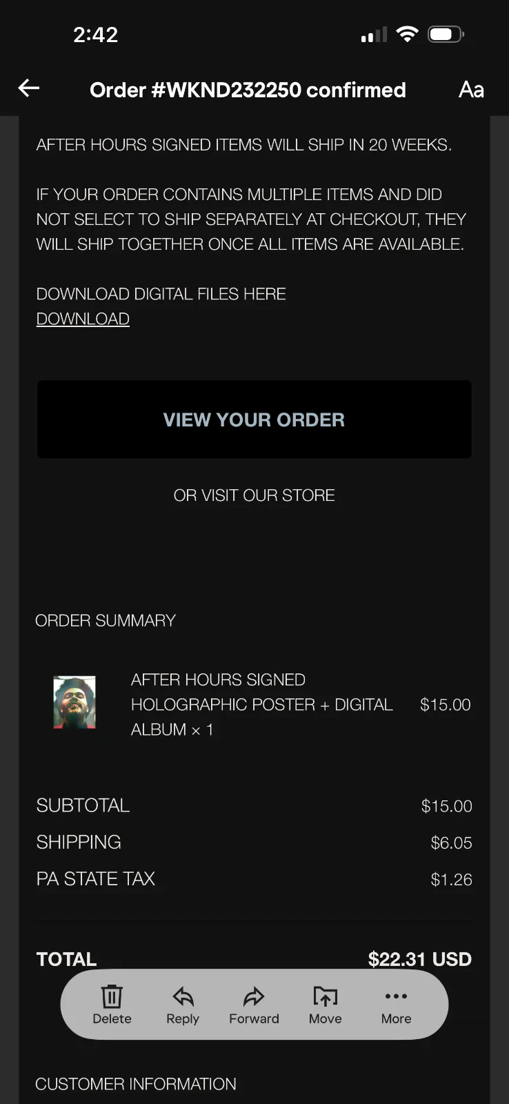 The Weeknd “After Hours” Autographed/Signed 30x24 Holographic Poster/Lithograph, image 2