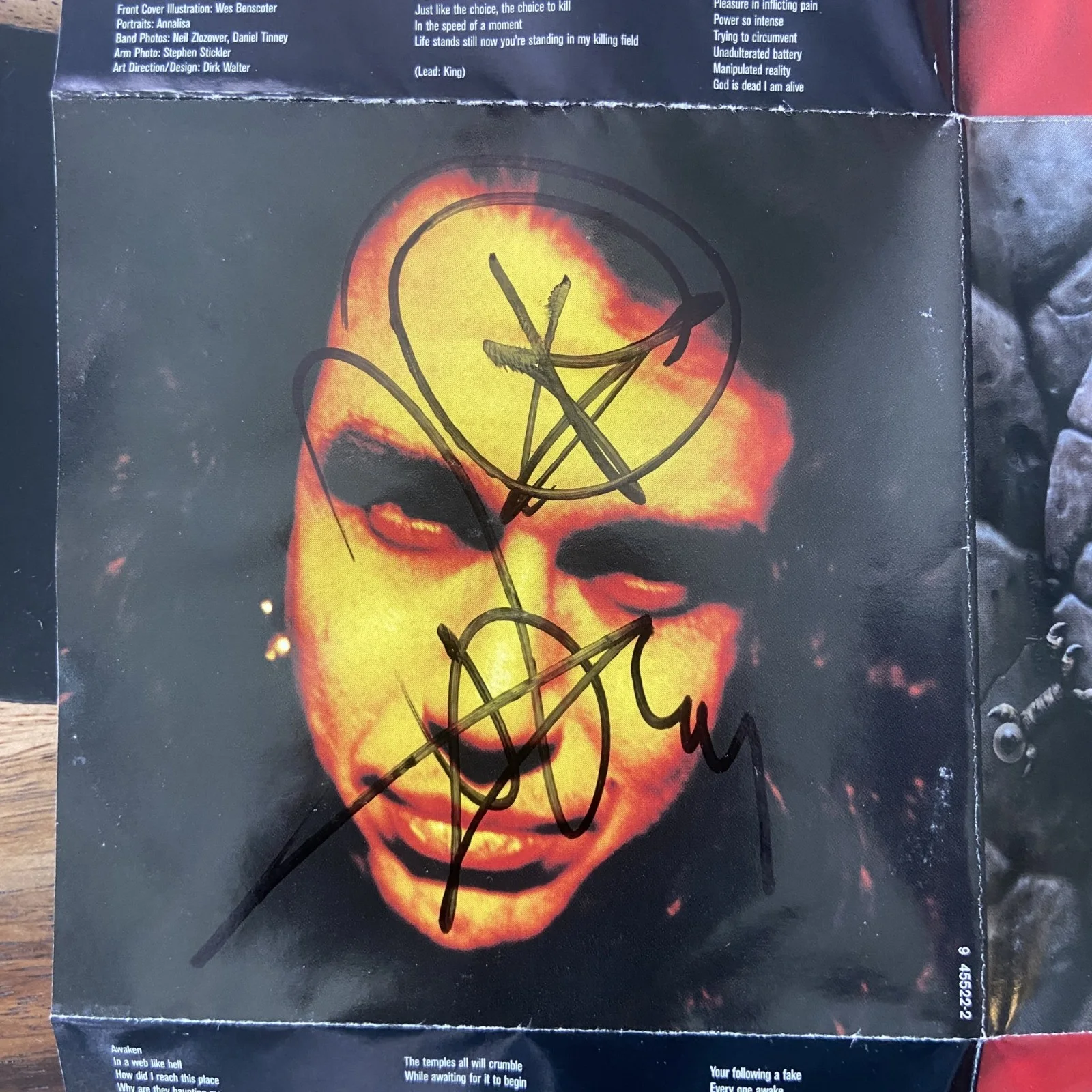 Slayer SIGNED Divine Intervention Jeff Hanneman Tom Araya Kerry King CD, image 4