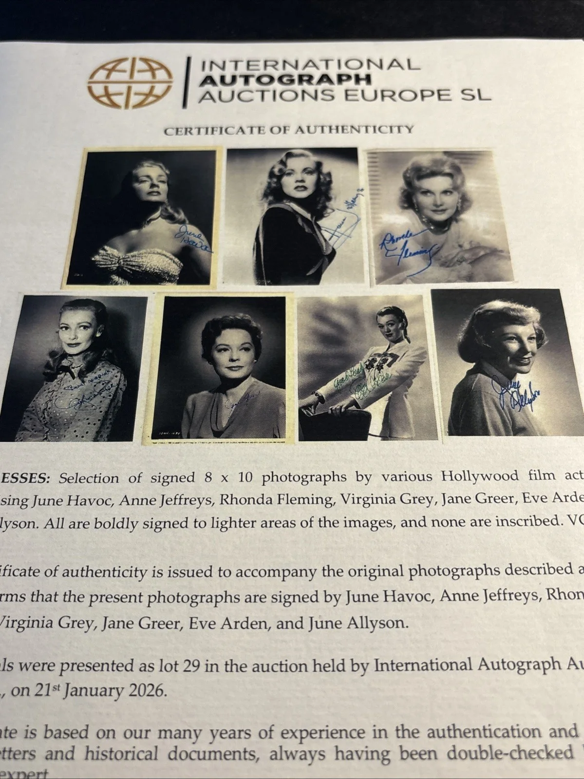 June Allyson Signed 8x10 Photo Autograph IAA COA Classic Hollywood Actress, image 5