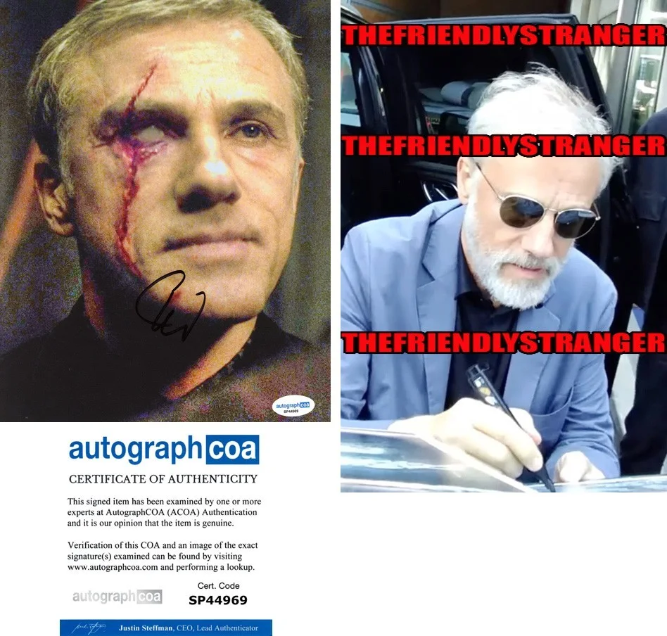 CHRISTOPH WALTZ — Christoph Waltz signed "NO TIME TO DIE" 8x10 Photo b 007 BOND Blofeld ACOA COA