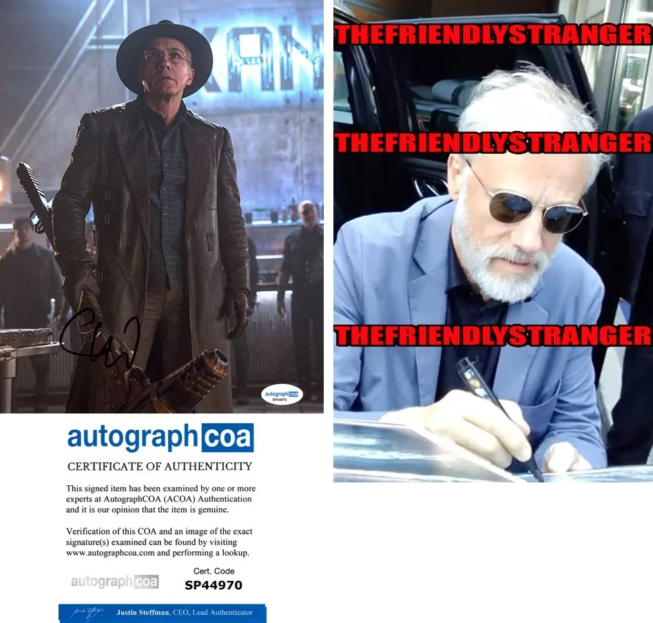 CHRISTOPH WALTZ — Christoph Waltz signed "ALITA: BATTLE ANGEL" 8x10 Photo PROOF Dr Dyson ACOA COA