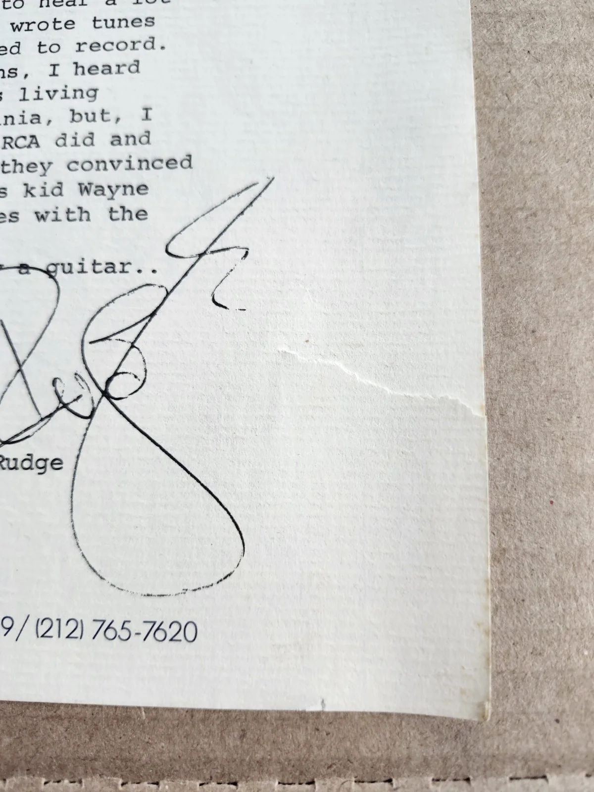 Letter from Peter Rudge inquiry about Wayne Berry Signed on Letterhead photo, image 3