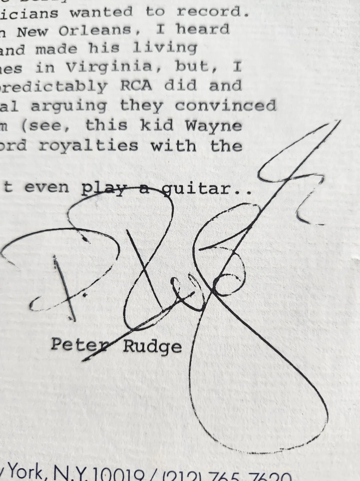 Letter from Peter Rudge inquiry about Wayne Berry Signed on Letterhead photo, image 5