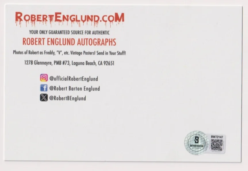 Robert Englund — ROBERT ENGLUND Signed 4x6 “Freddy Krueger” Postcard AUTO Actor Beckett BAS, image 2