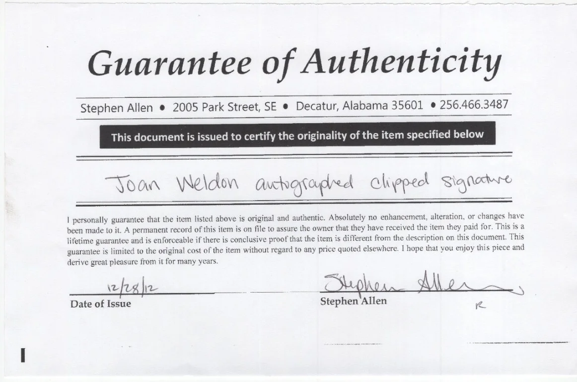 Joan Weldon Signed Card / Autographed Actress THEM / COA, image 2