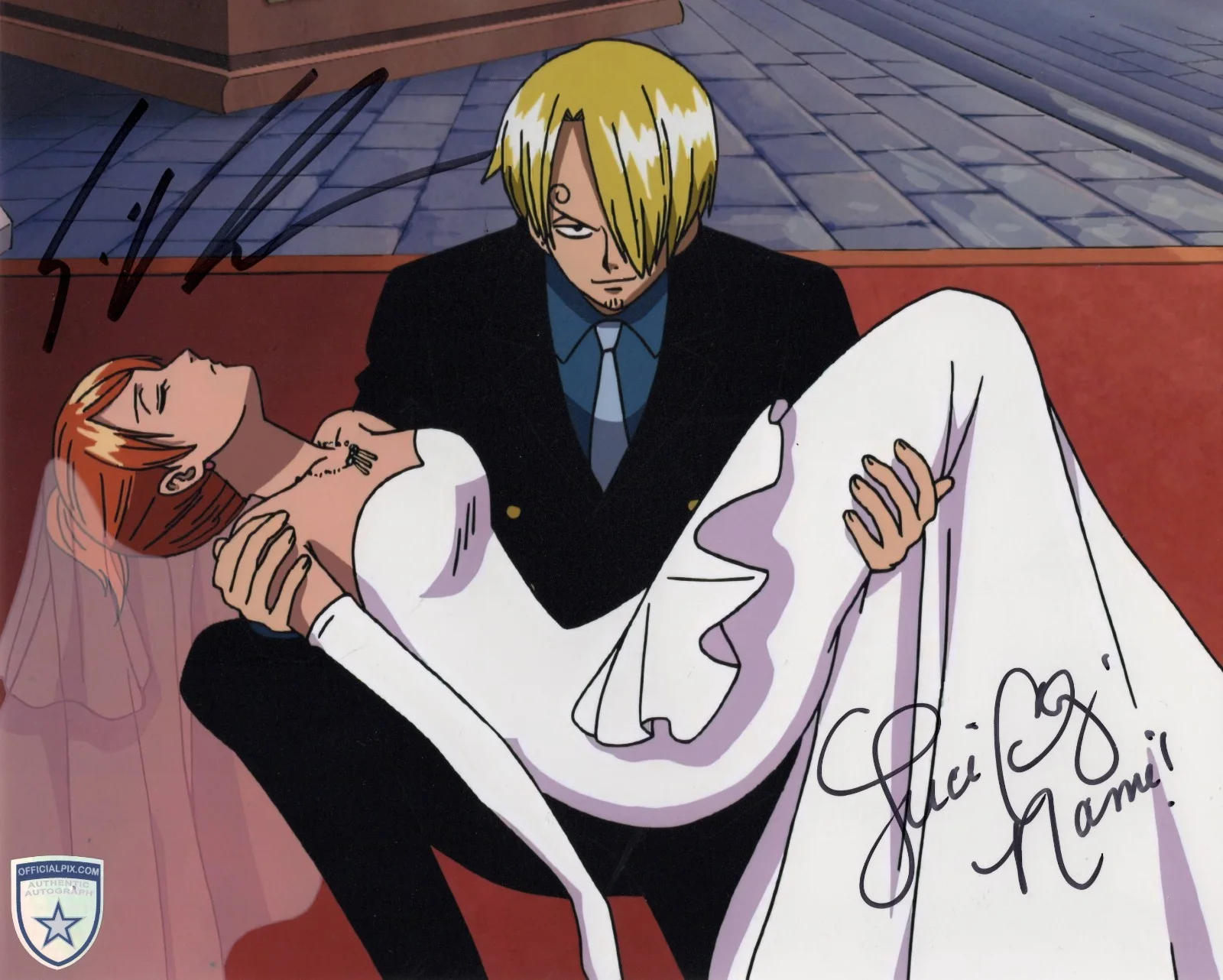 Eric Vale & Luci Christian — Signed Eric Vale & Luci Christian One Piece Anime 8x10 w/ Official Pix COA