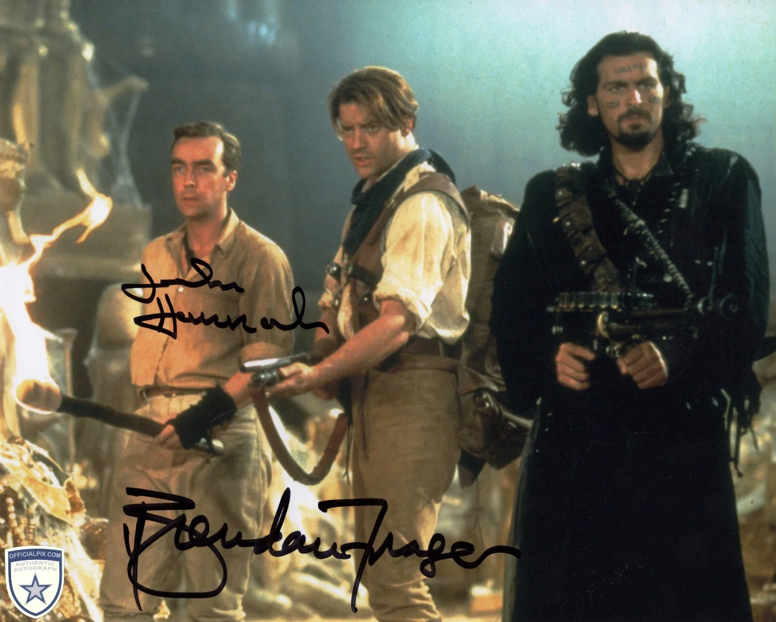 Brendan Fraser & John Hannah — Signed Brendan Fraser & John Hannah The Mummy 8x10 w/ Official Pix COA