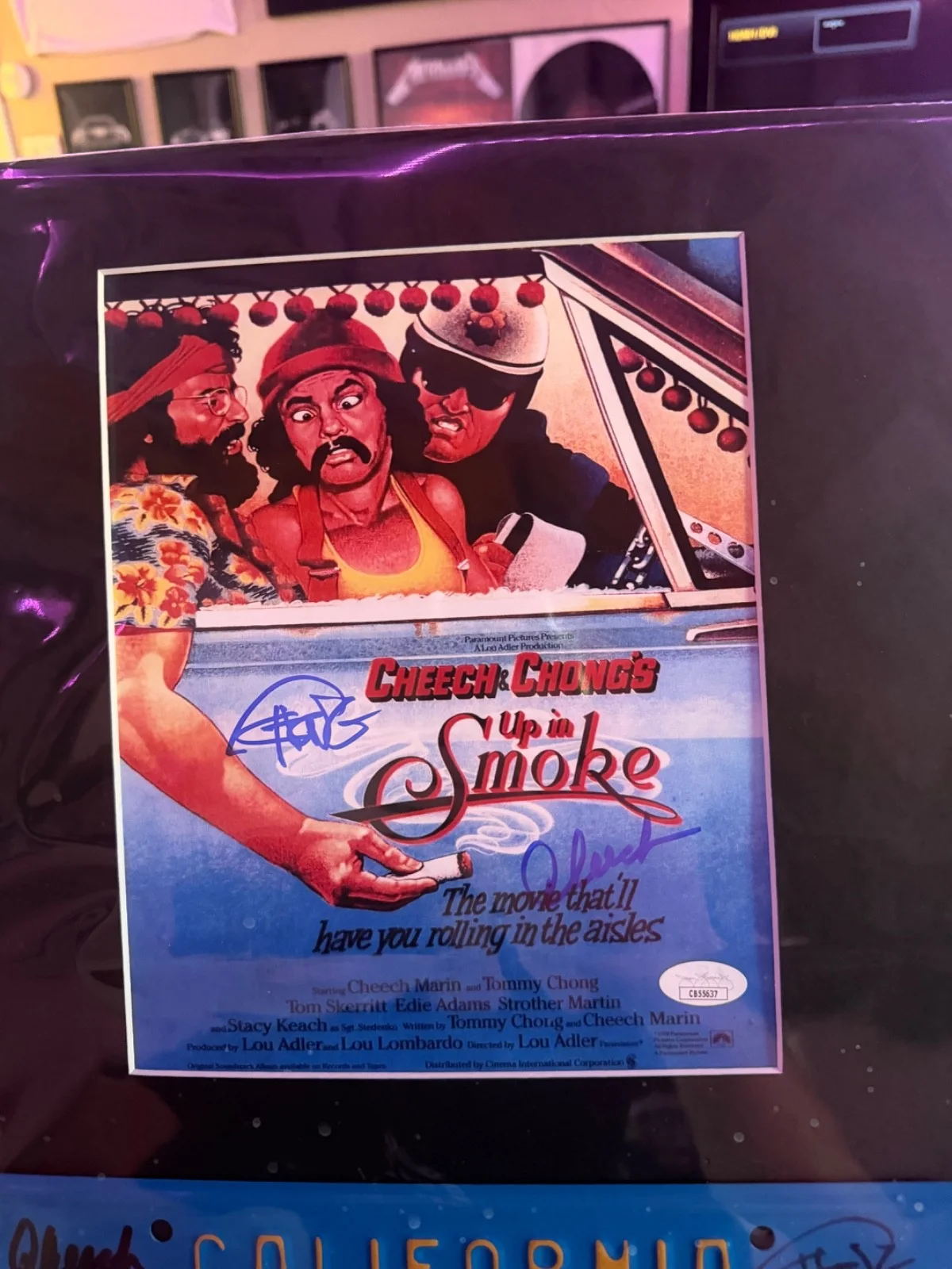 Cheech, Chong — Cheech & Chong Autographed Signed MUF DVR License Plate And Photo JSA COA, изображение 3