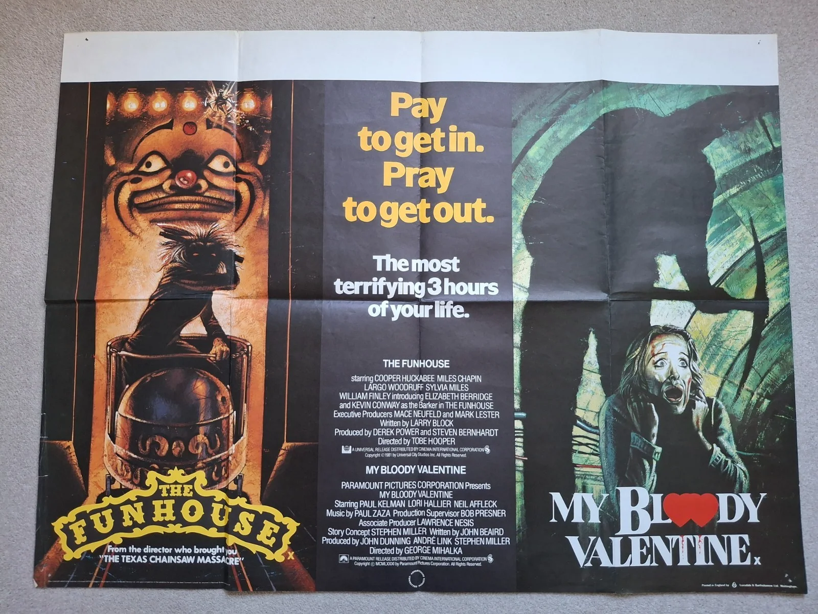 The Fun House / My Bloody Valentine Original Film Cinema Movie Quad Poster, изображение 2