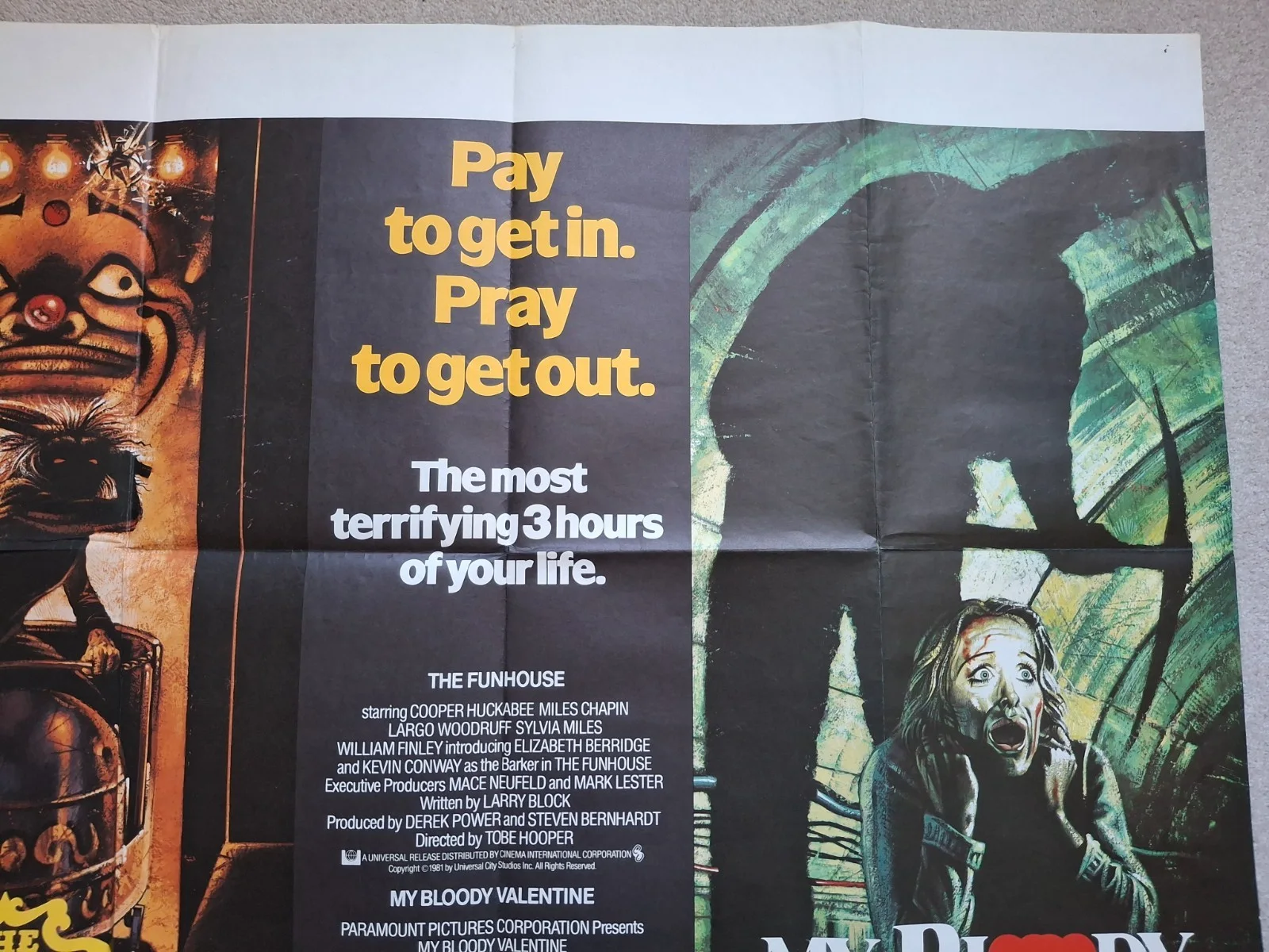 The Fun House / My Bloody Valentine Original Film Cinema Movie Quad Poster, изображение 4