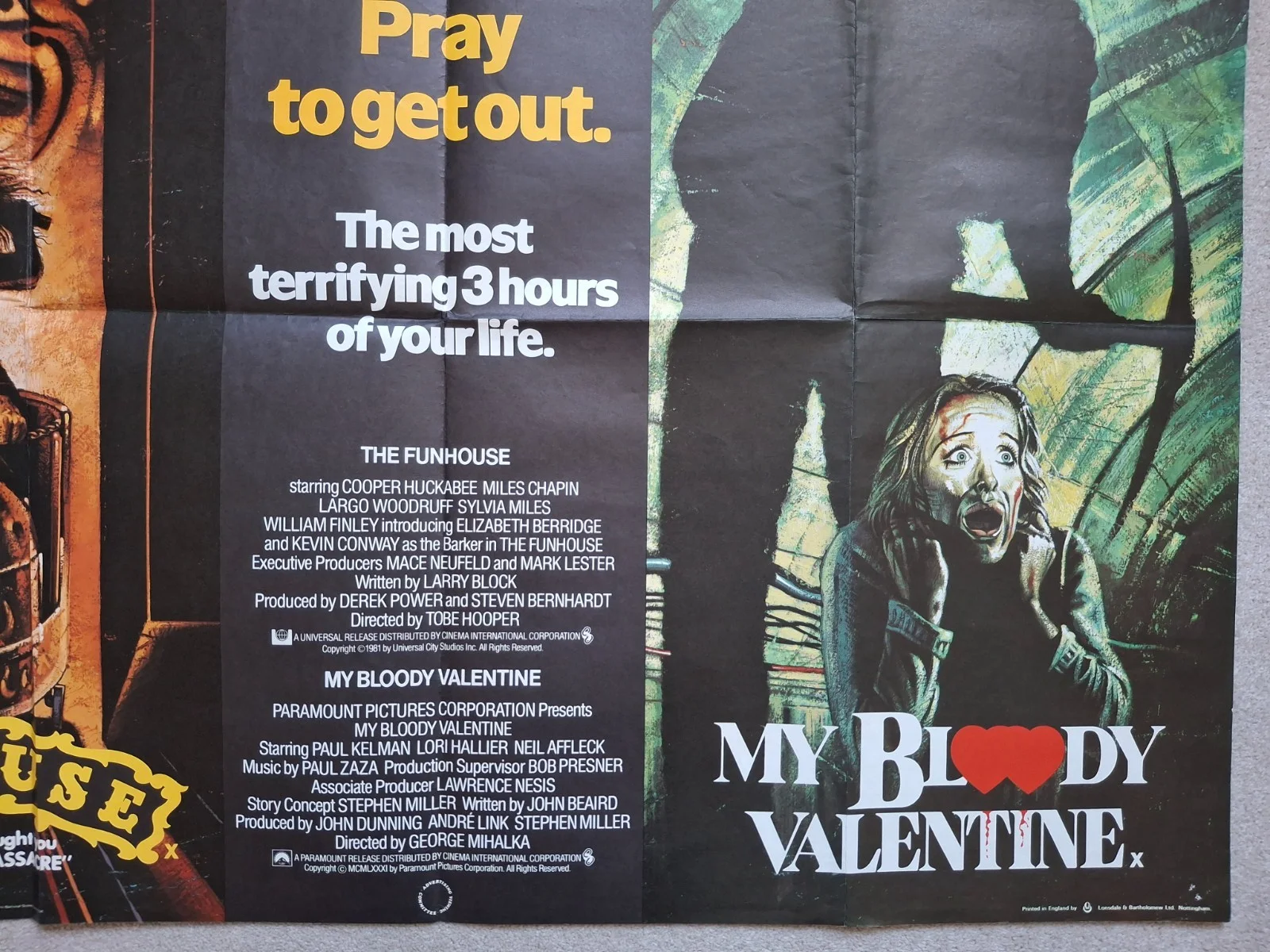 The Fun House / My Bloody Valentine Original Film Cinema Movie Quad Poster, изображение 5