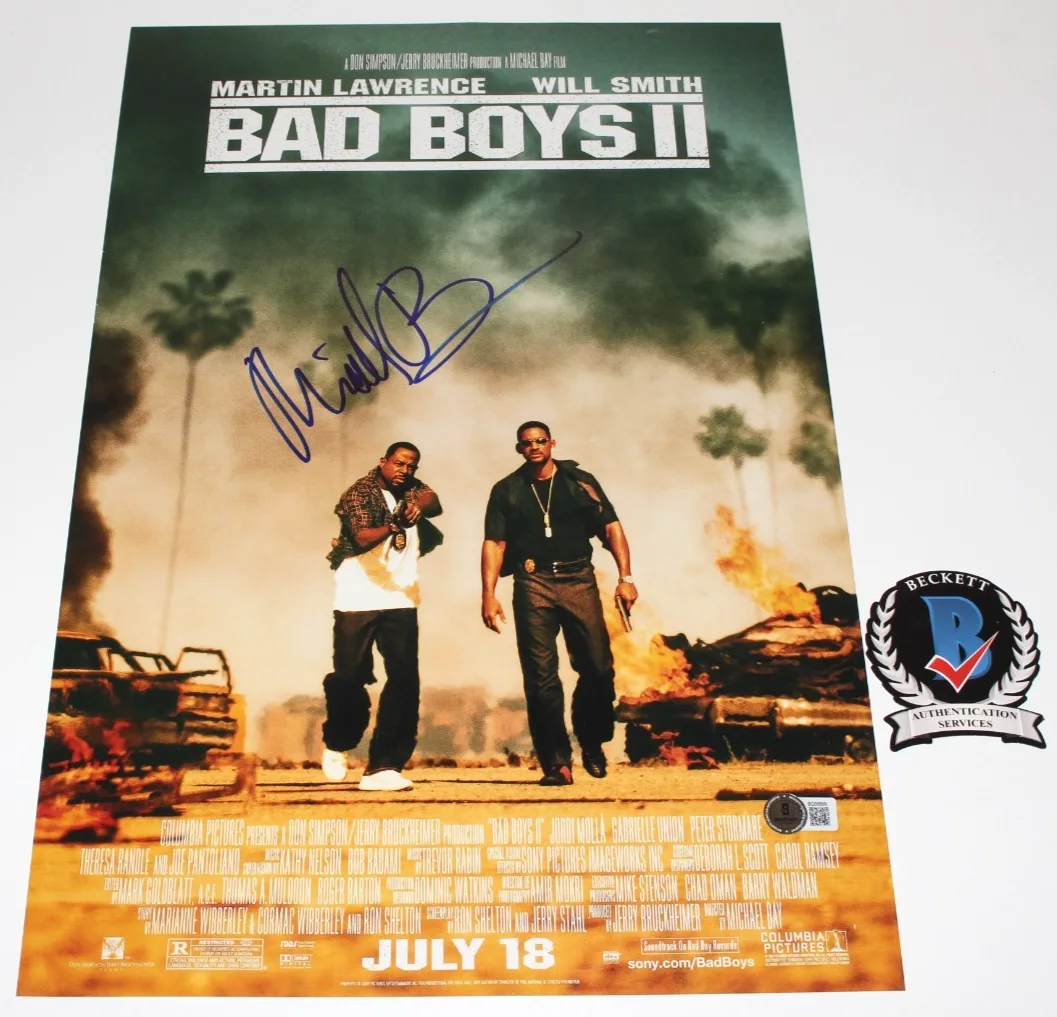 Michael Bay — DIRECTOR MICHAEL BAY SIGNED 'BAD BOYS II' 12x18 MOVIE POSTER BAS BECKETT COA, изображение 2