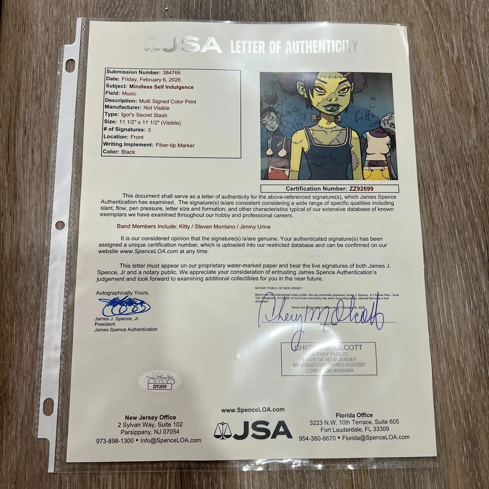 Mindless Self Indulgence 'Frankenstein Girls' Signed Autographed Flat [JSA], image 2