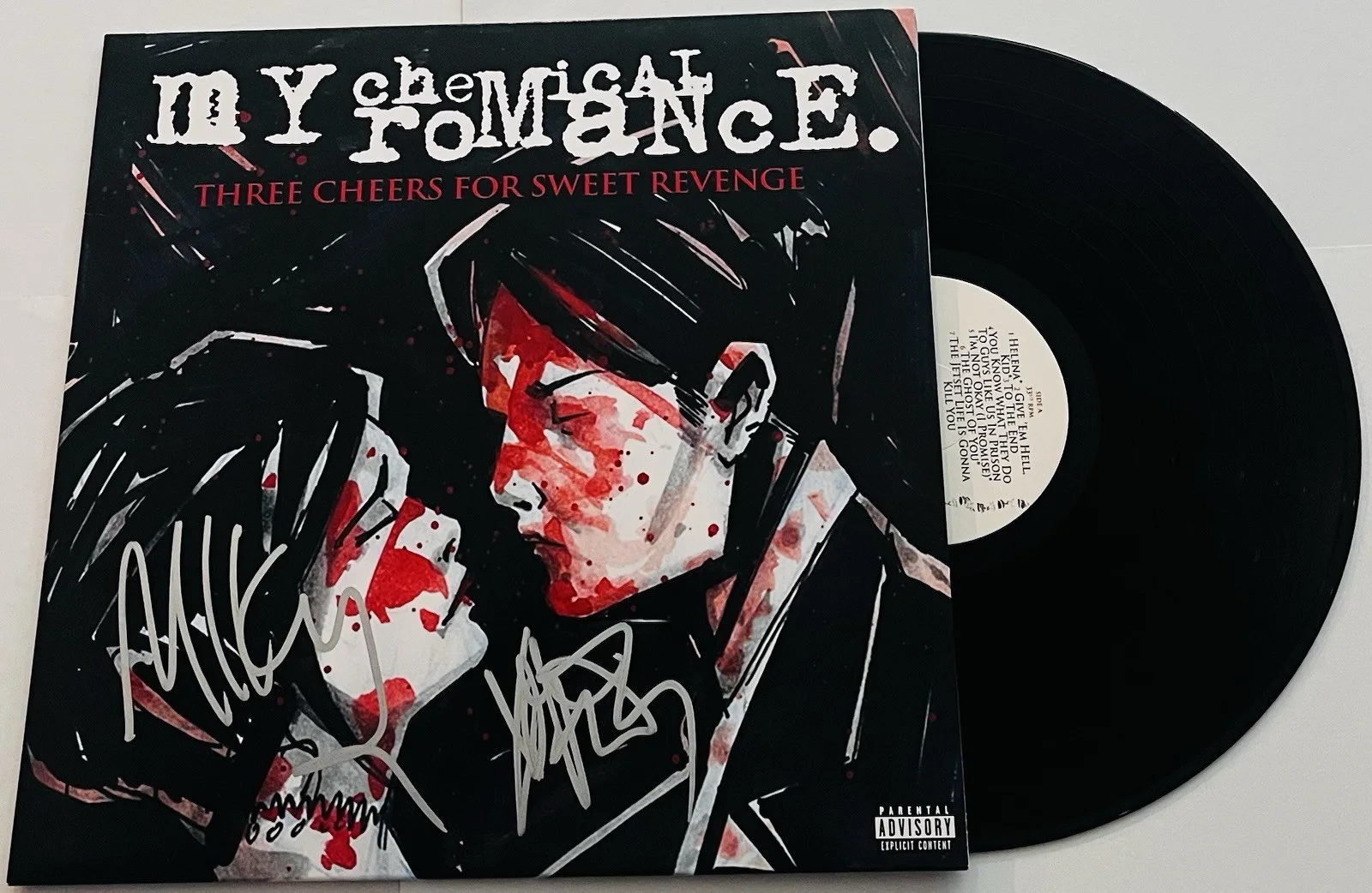 MY CHEMICAL ROMANCE SIGNED 3 CHEERS FOR SWEET REVENGE LP VINYL RECORD ALBUM JSA, изображение 2