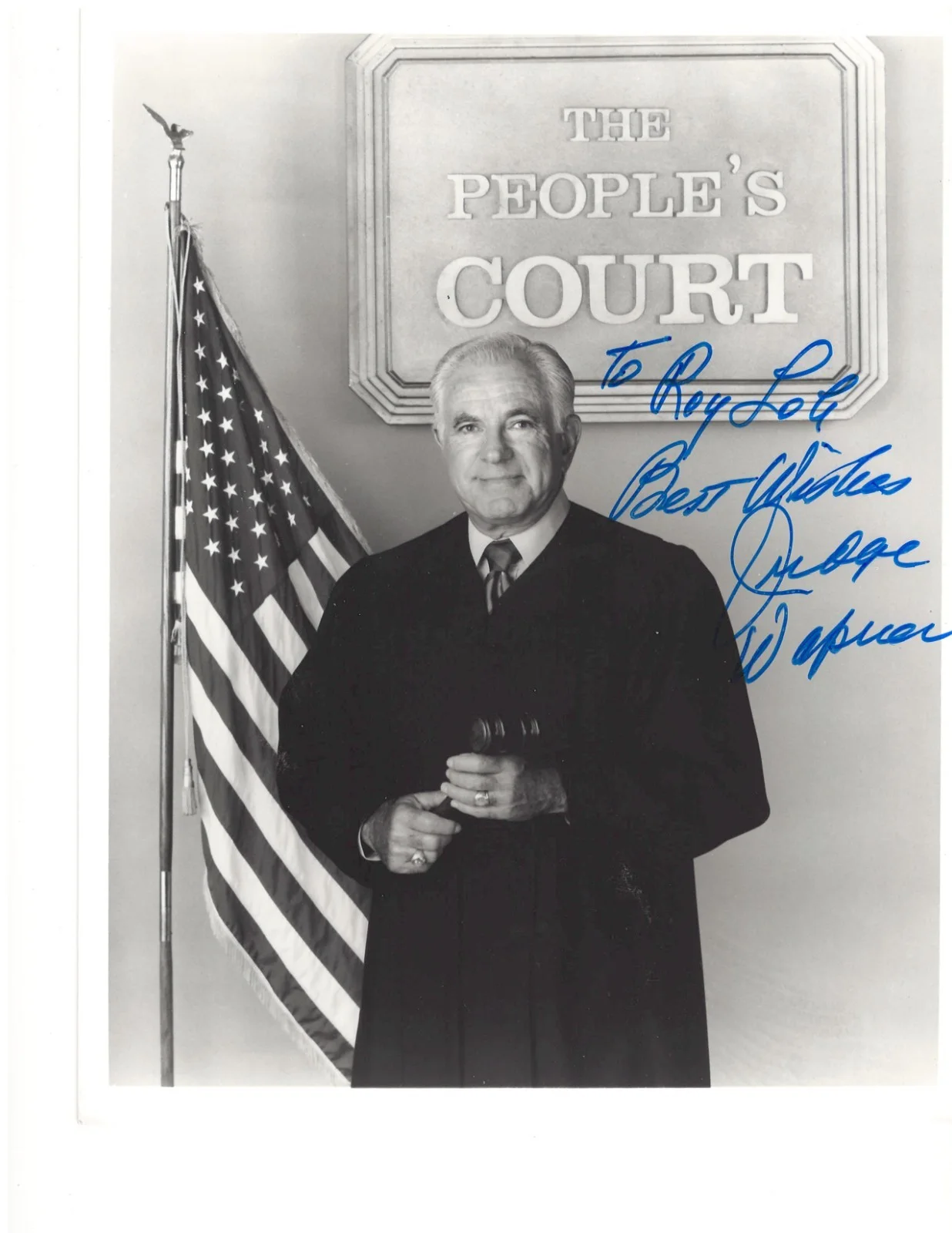 Judge Joseph Wapner — Judge Joseph Wapner Signed 8x10 BW Photo — The People’s Court