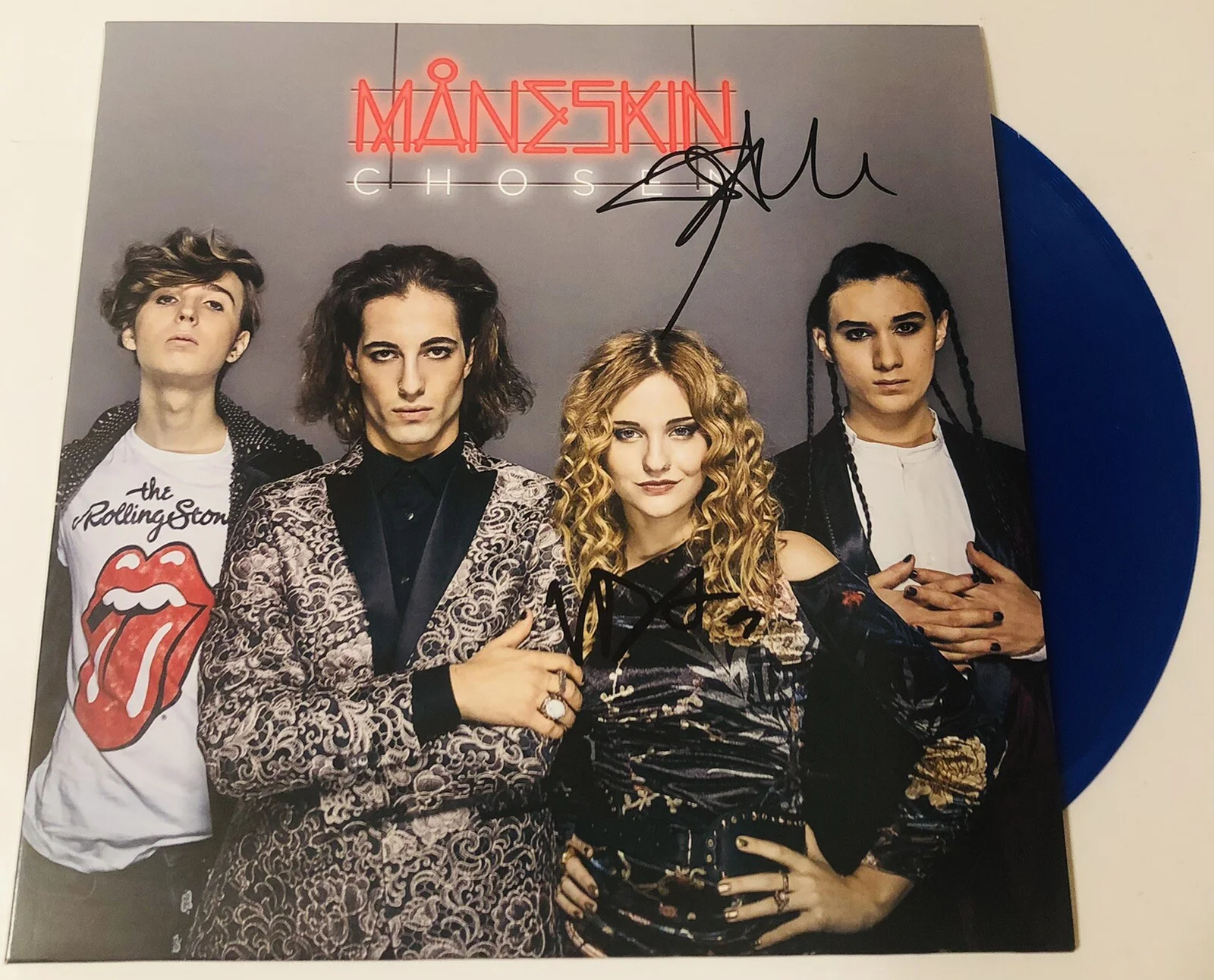 MANESKIN SIGNED CHOSEN LP VINYL RECORD ALBUM DAMIANO DAVID VICTORIA JSA COA, изображение 2