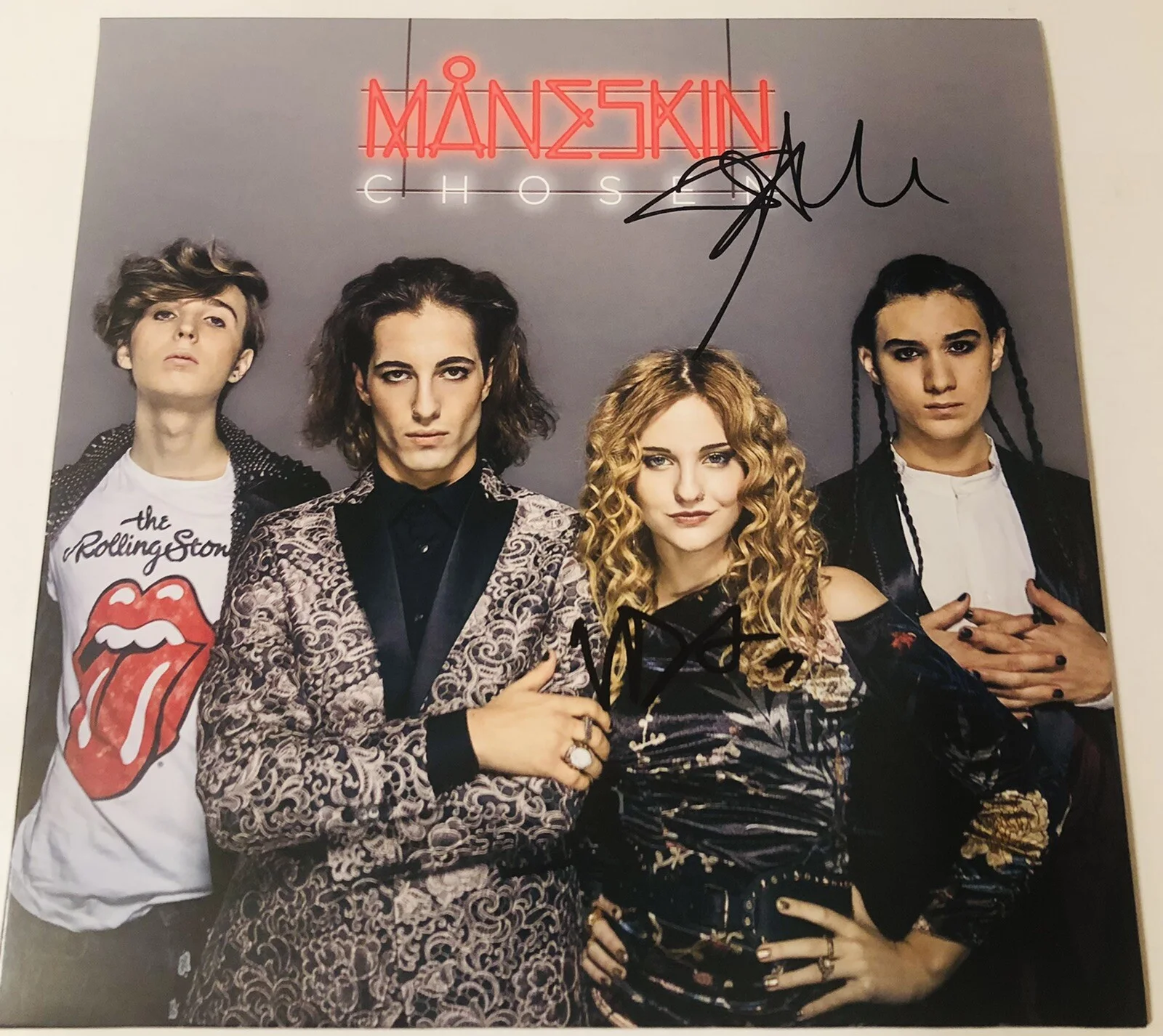 MANESKIN SIGNED CHOSEN LP VINYL RECORD ALBUM DAMIANO DAVID VICTORIA JSA COA, изображение 4