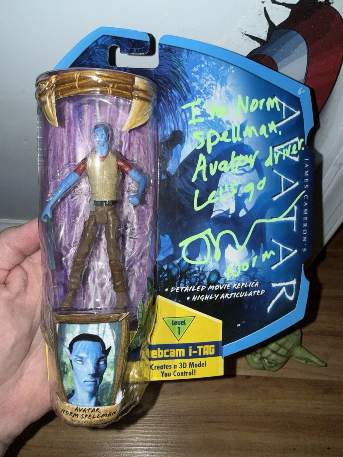 Joel David Moore — Joel David Moore Signed AVATAR Norm Spellman Mattel Figure W/ Quote & C.N., изображение 2