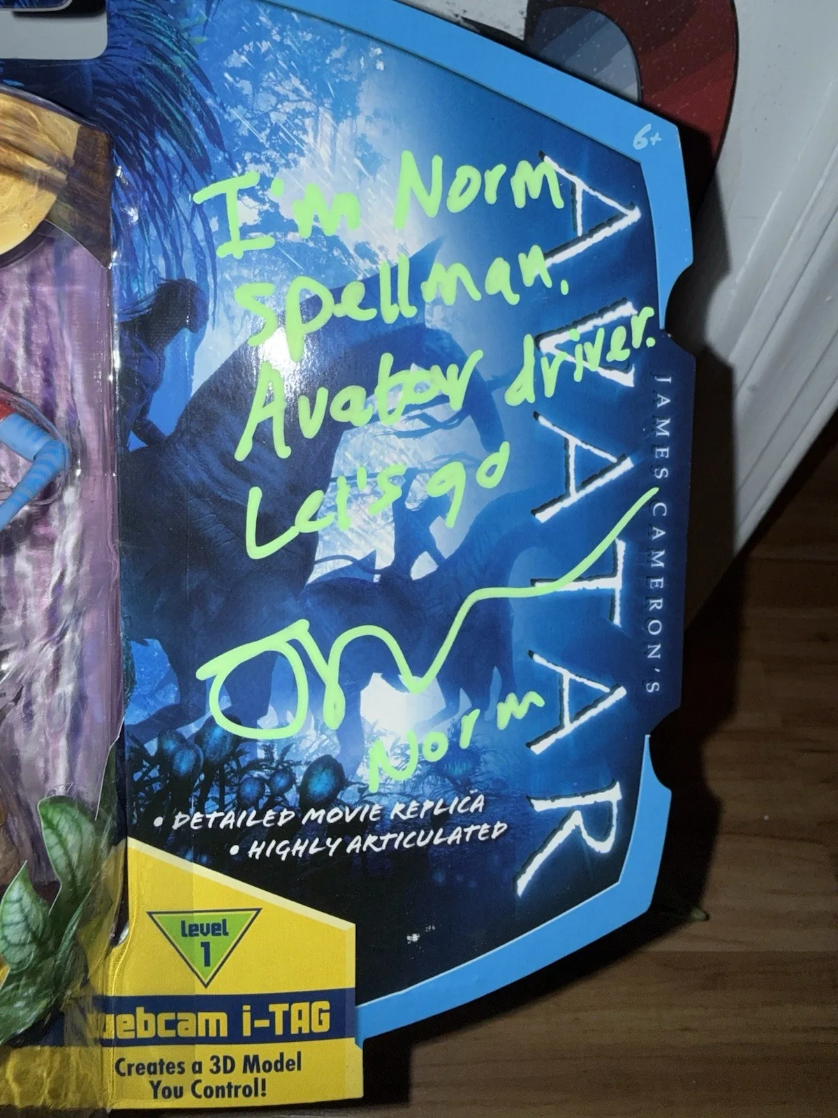 Joel David Moore — Joel David Moore Signed AVATAR Norm Spellman Mattel Figure W/ Quote & C.N., изображение 3