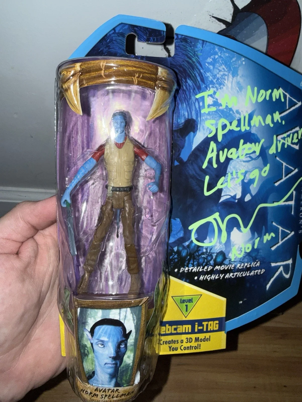 Joel David Moore — Joel David Moore Signed AVATAR Norm Spellman Mattel Figure W/ Quote & C.N., изображение 4