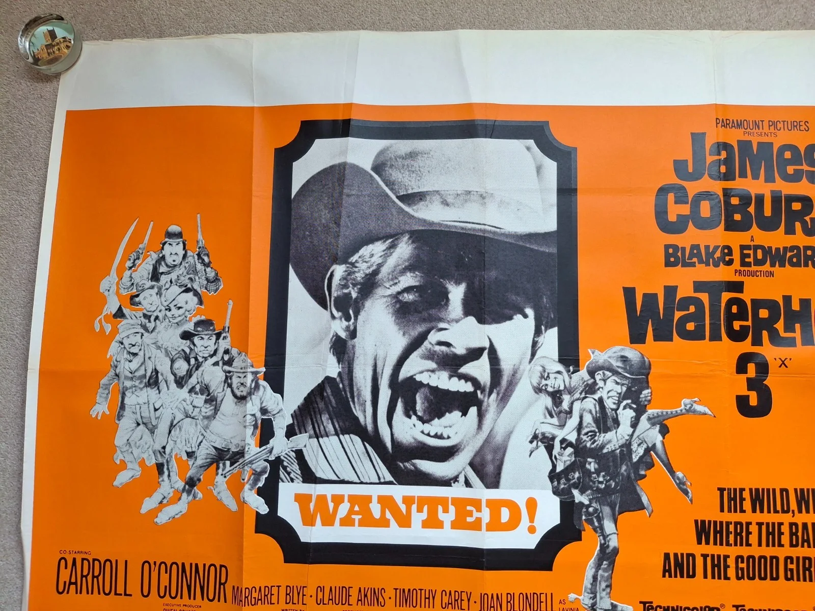Waterhole 3 Rare & Original Film Cinema Movie Quad Poster James Coburn, изображение 2