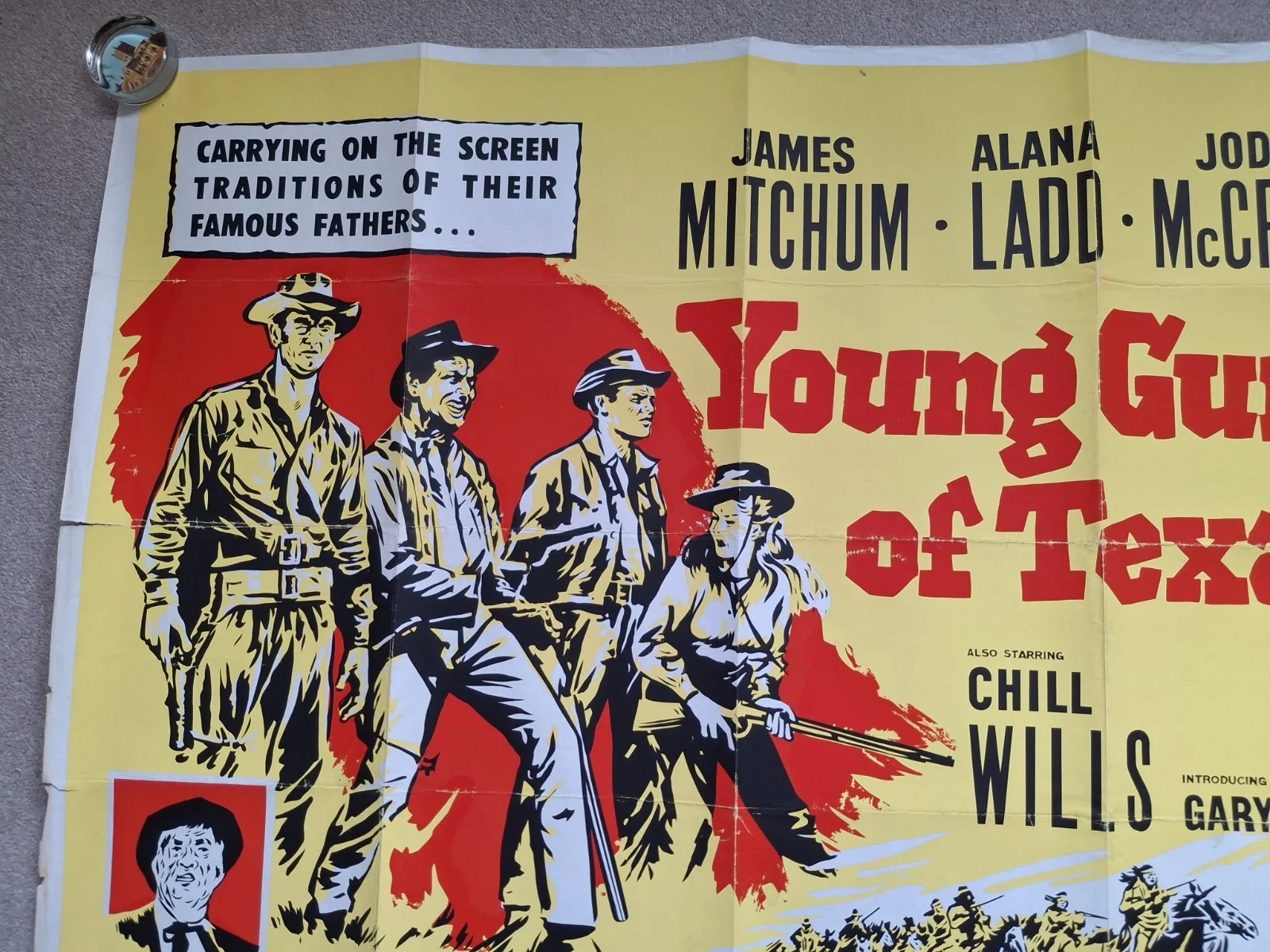 Young Guns of Texas Rare Original UK Cinema Quad Film Poster James Mitchum, изображение 3