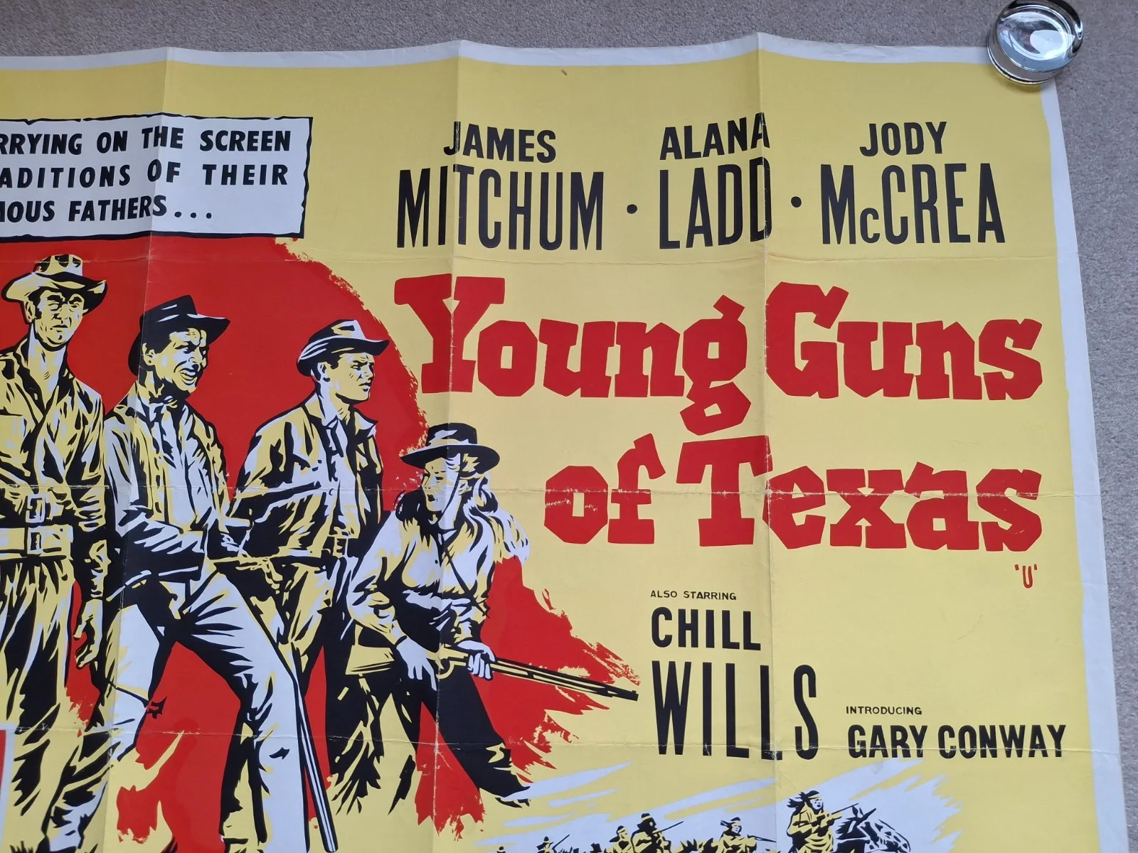 Young Guns of Texas Rare Original UK Cinema Quad Film Poster James Mitchum, изображение 4