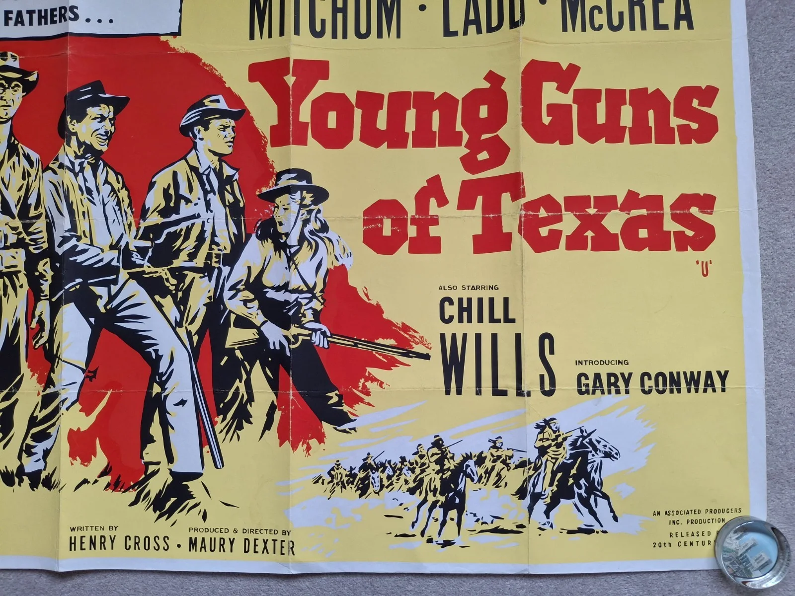 Young Guns of Texas Rare Original UK Cinema Quad Film Poster James Mitchum, изображение 5