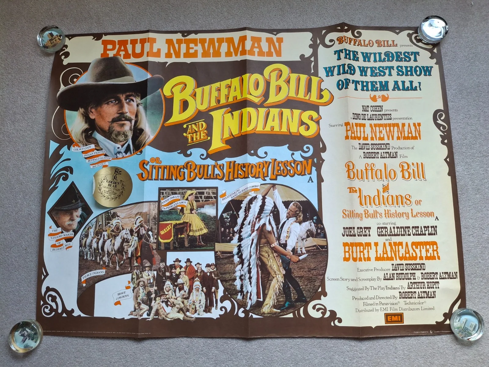 Buffalo Bill and the Indians Rare Original UK Cinema Movie Film Quad Poster, изображение 2