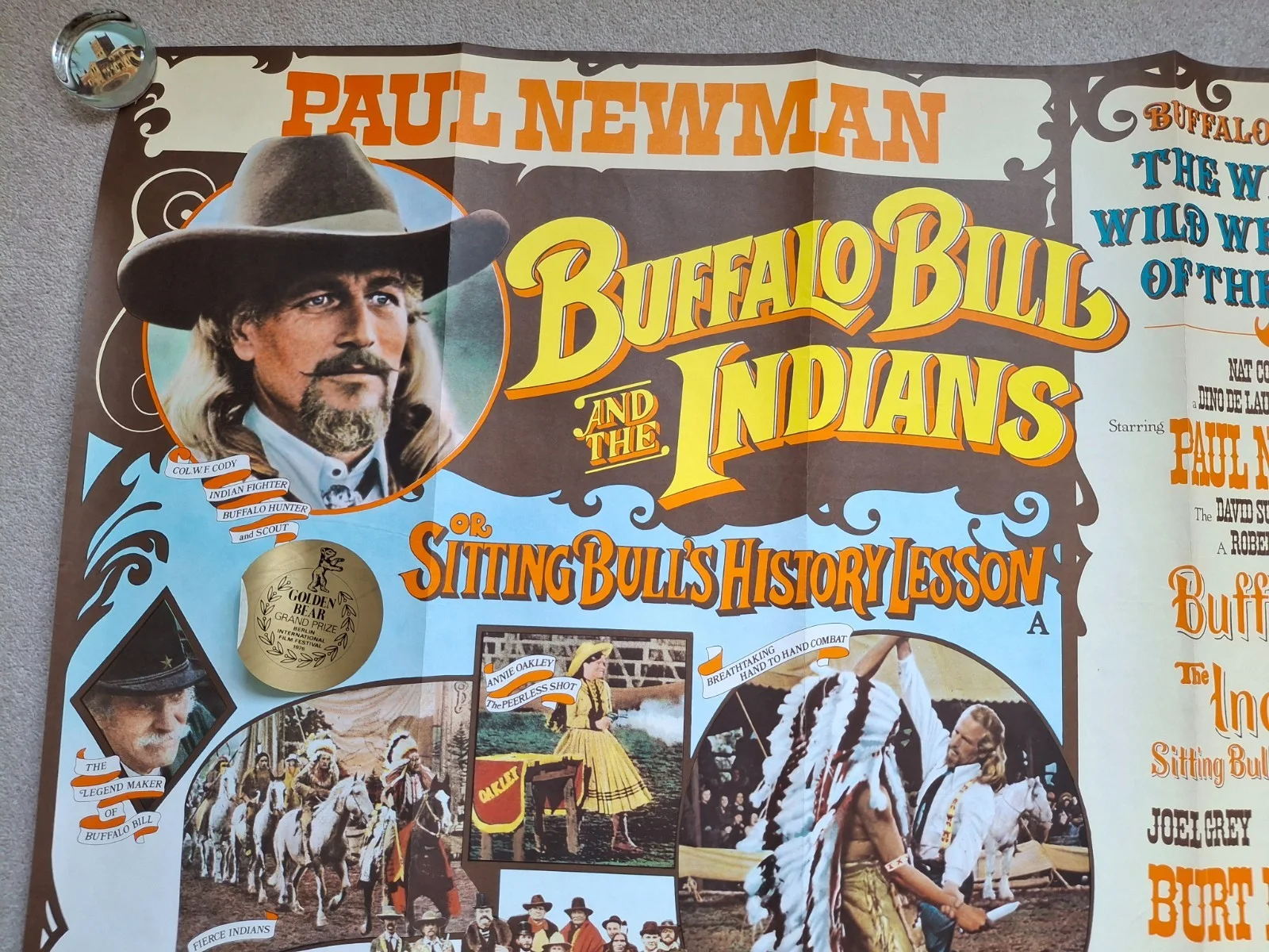 Buffalo Bill and the Indians Rare Original UK Cinema Movie Film Quad Poster, изображение 3