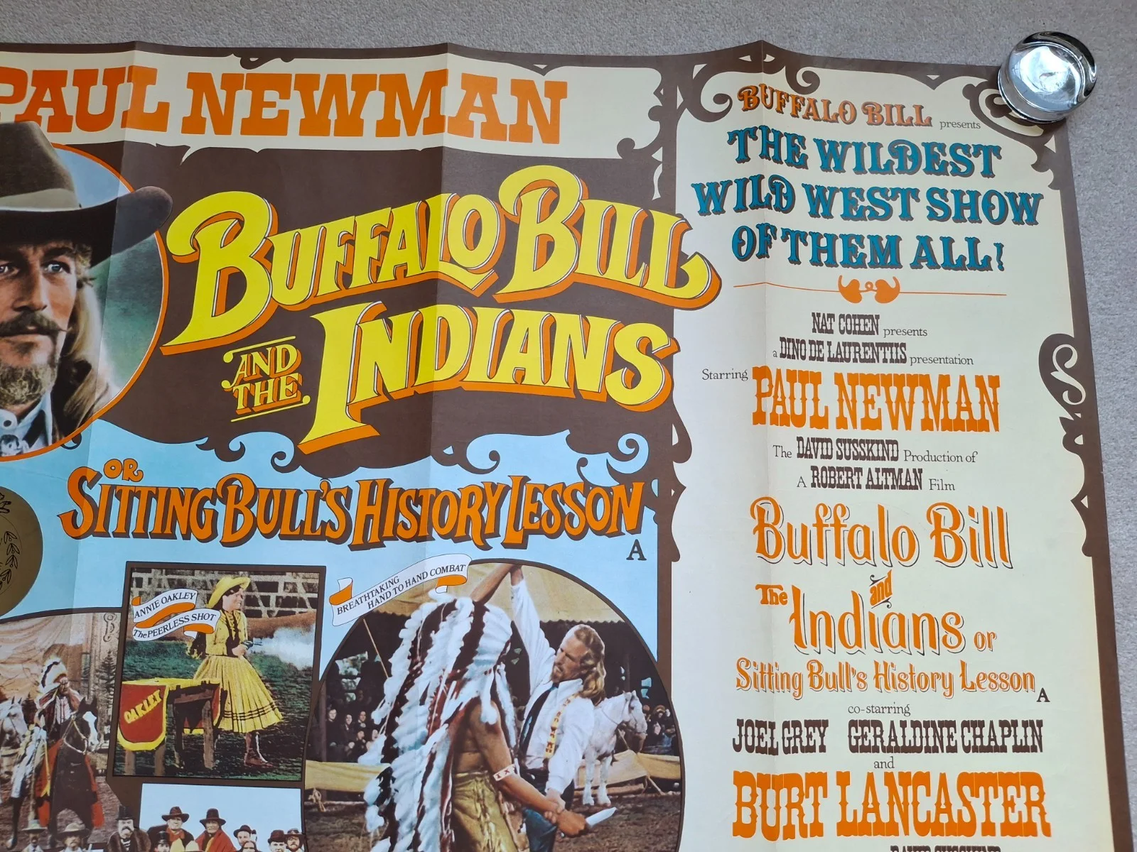 Buffalo Bill and the Indians Rare Original UK Cinema Movie Film Quad Poster, изображение 4