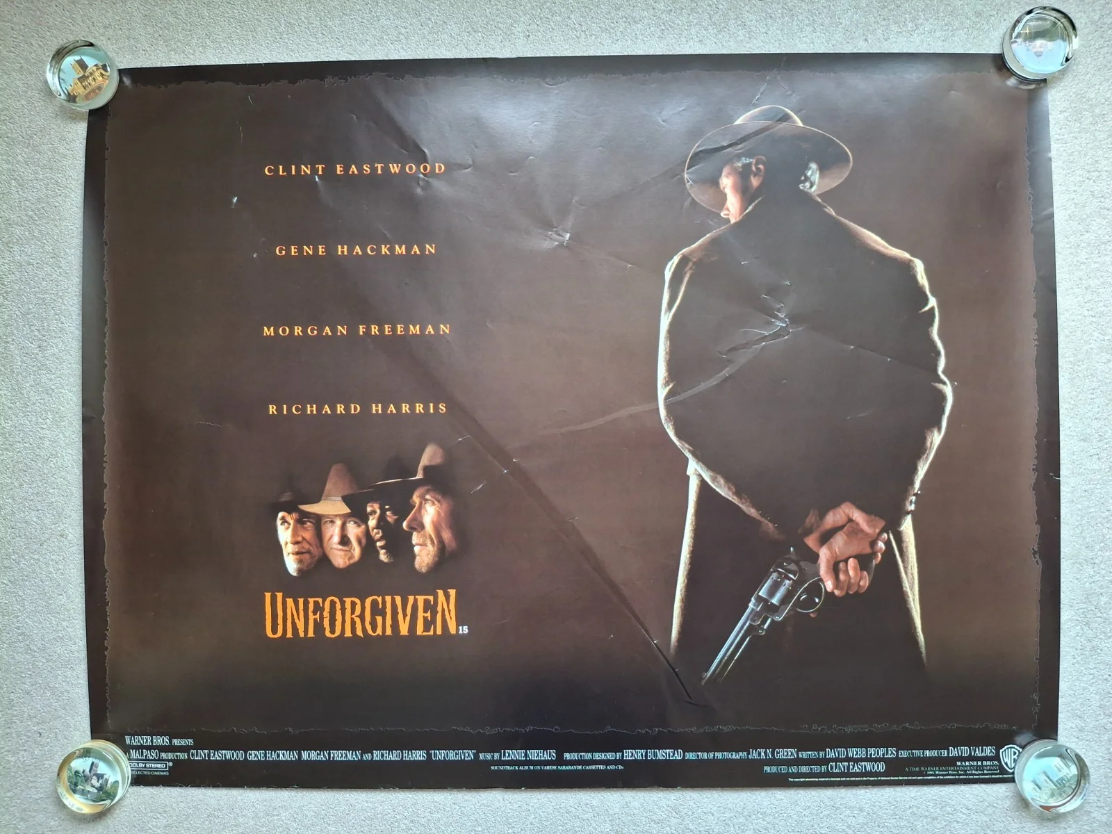 Unforgiven Rare Original UK Cinema Movie Film Quad Poster Clint Eastwood, изображение 3