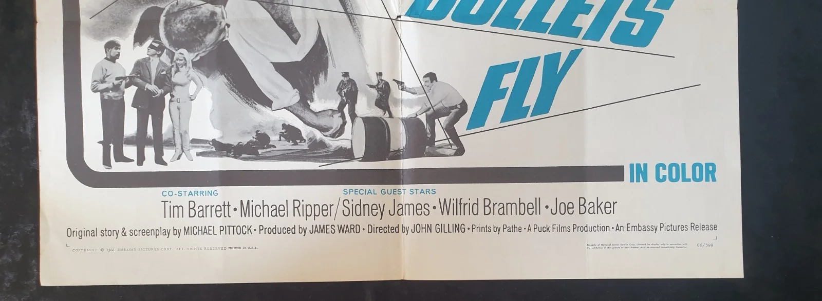 Where The Bullets Fly 1966 Original US One Sheet Movie Poster Folded 27" x 41", image 5