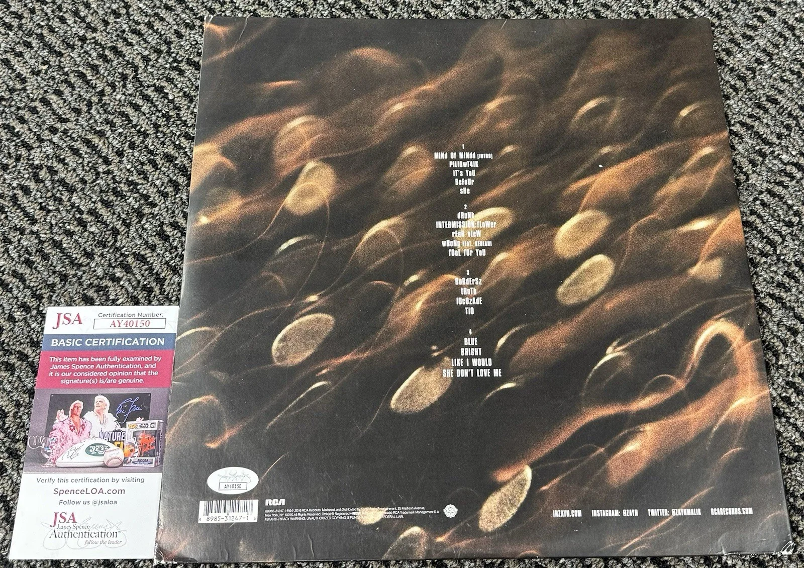 Zayn Malik Signed Autograph Mind Of Mine Debut Album Vinyl JSA COA One Direction, image 2