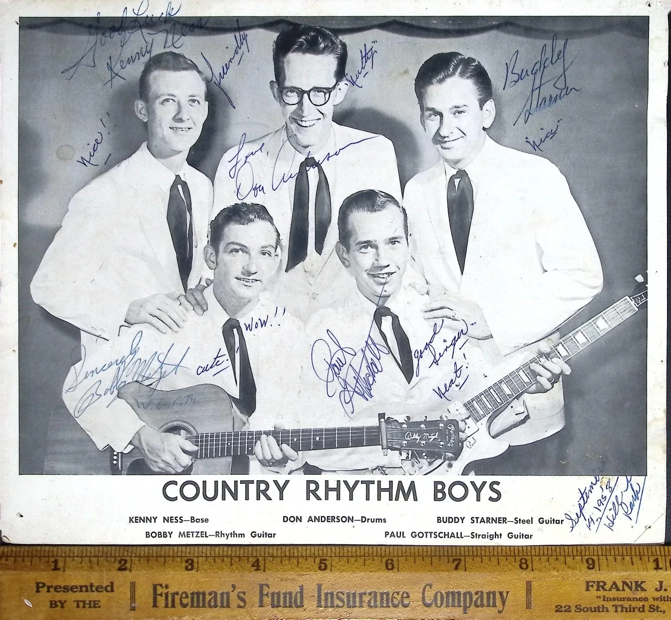 Country Rhythm Boys Signed Photo Country Music Band Autographs Vintage, изображение 3