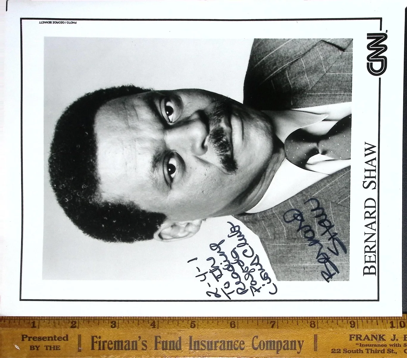 Vintage Bernard Shaw CNN Press Photo Signed 1991 Autograph News Broadcaster, image 3