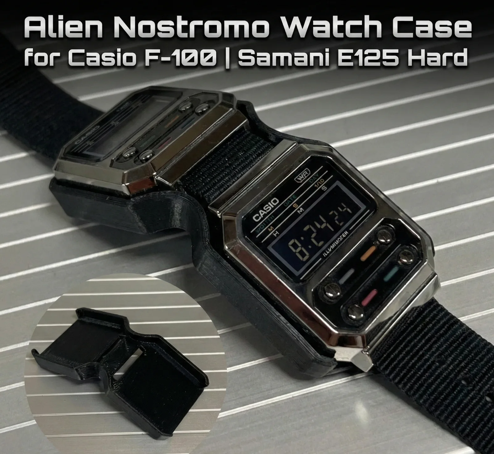 2x Alien Nostromo Crew Watch Cases| F-100 Style / Fits Casio A100 -Special Offer, image 2