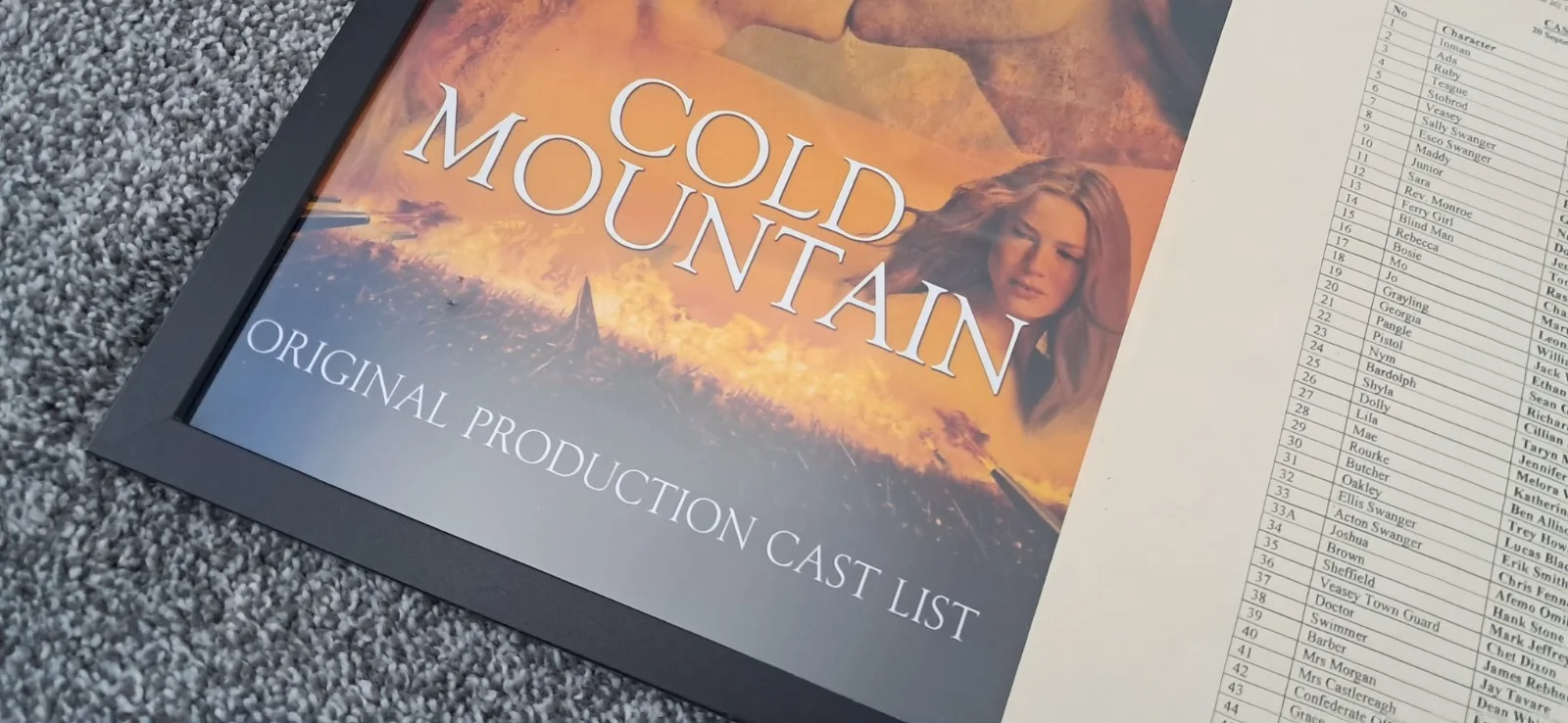 Cold Mountain (2003) - Original Production Cast List - A3 Display, image 2