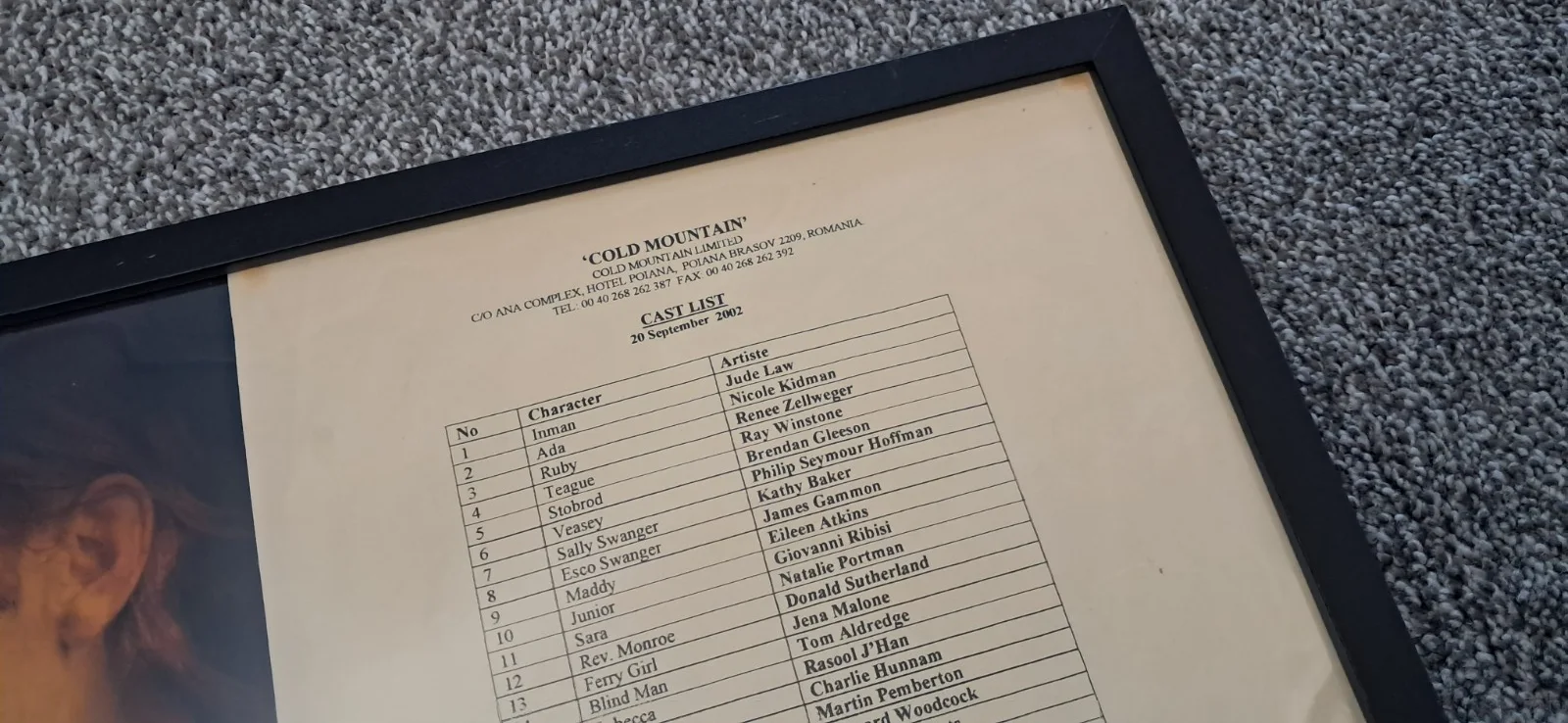Cold Mountain (2003) - Original Production Cast List - A3 Display, image 3