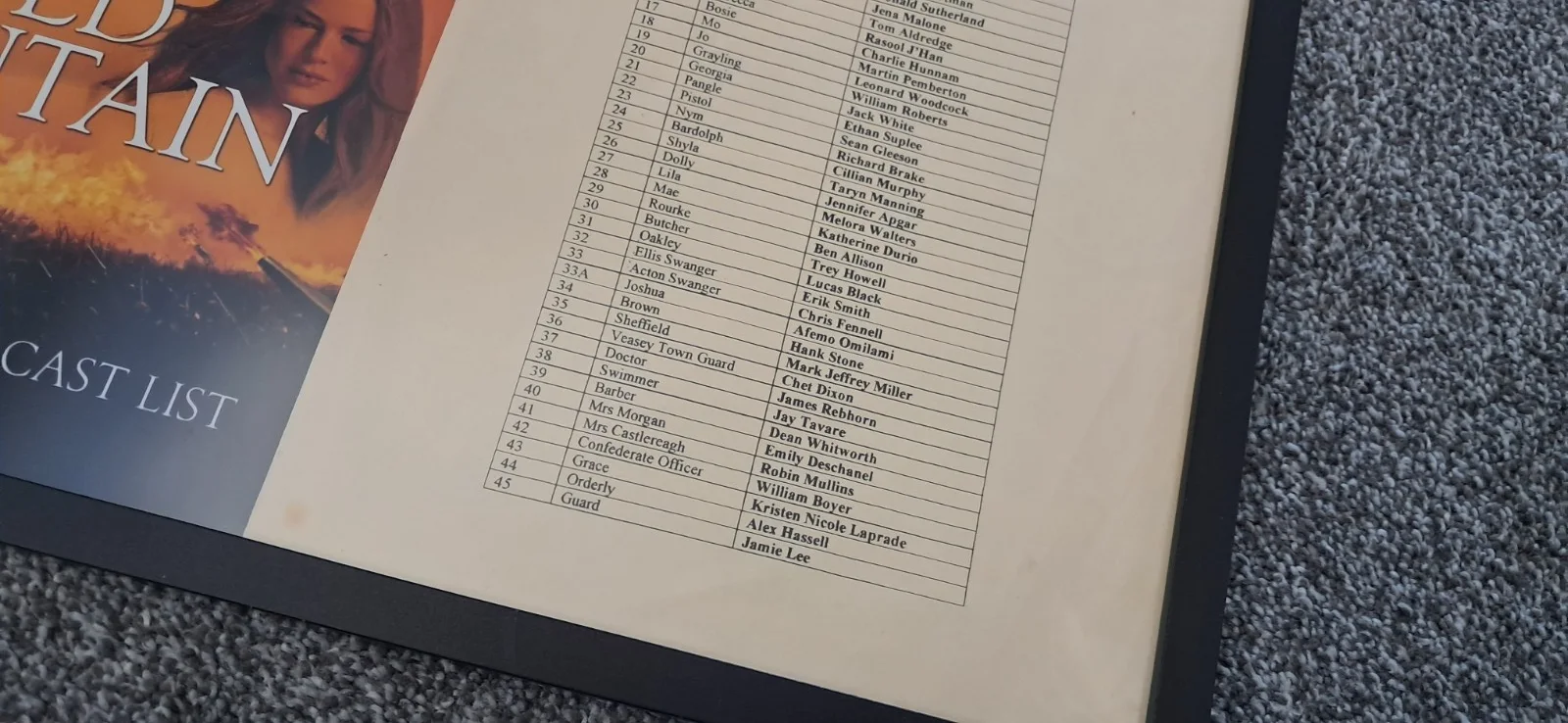 Cold Mountain (2003) - Original Production Cast List - A3 Display, image 4