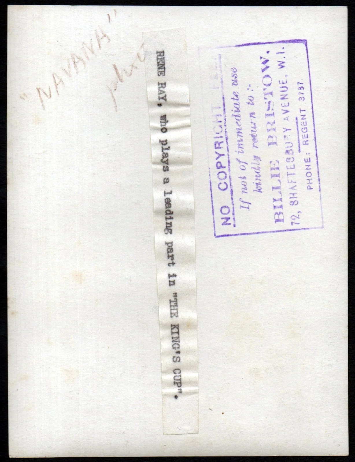 KING’S CUP 1933 Rene Ray DELUXE PORTRAIT, image 2