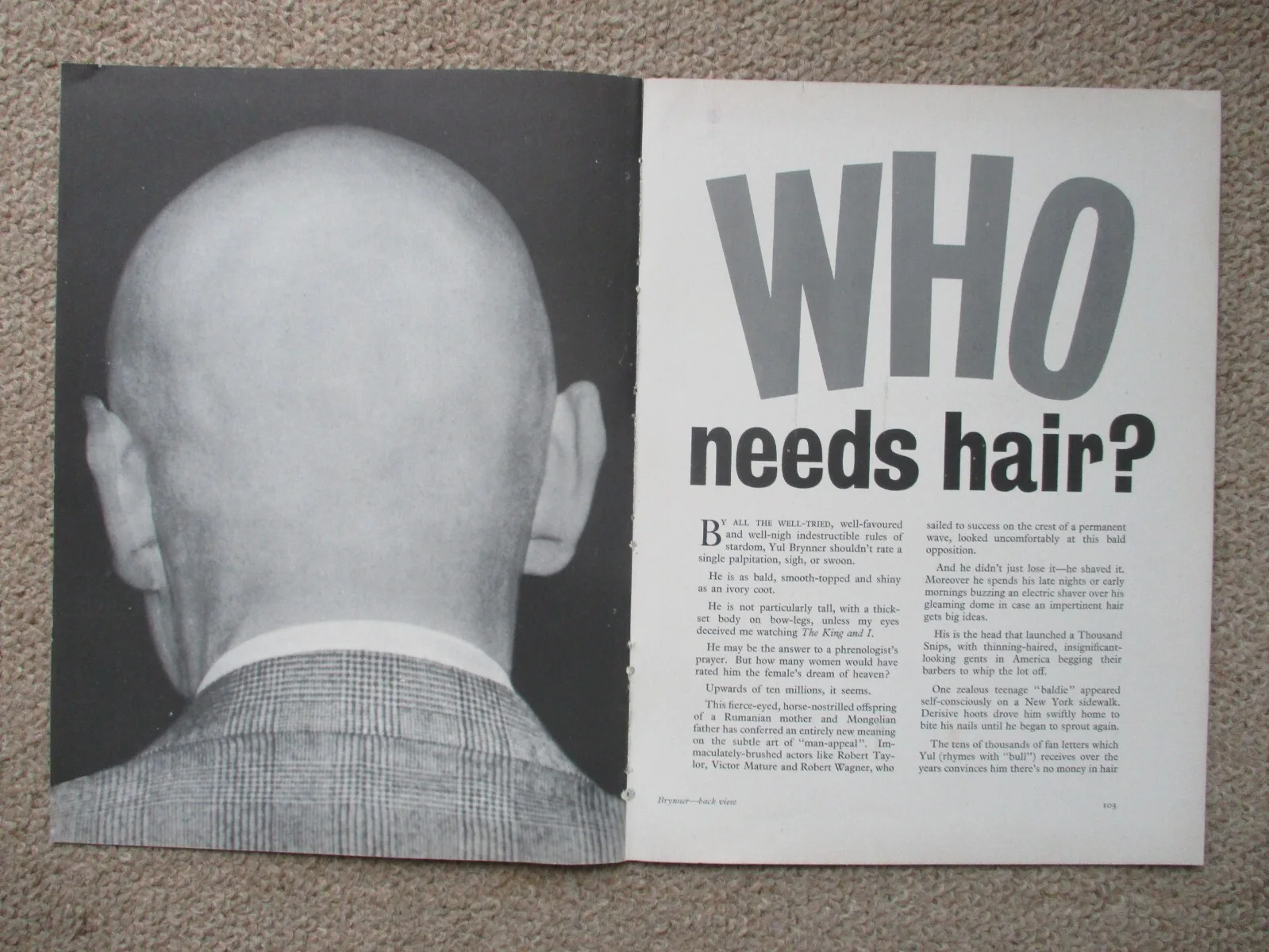 Yul Brynner. Handsome film star - 4 page article / colour 10 x 8 " picture., image 2