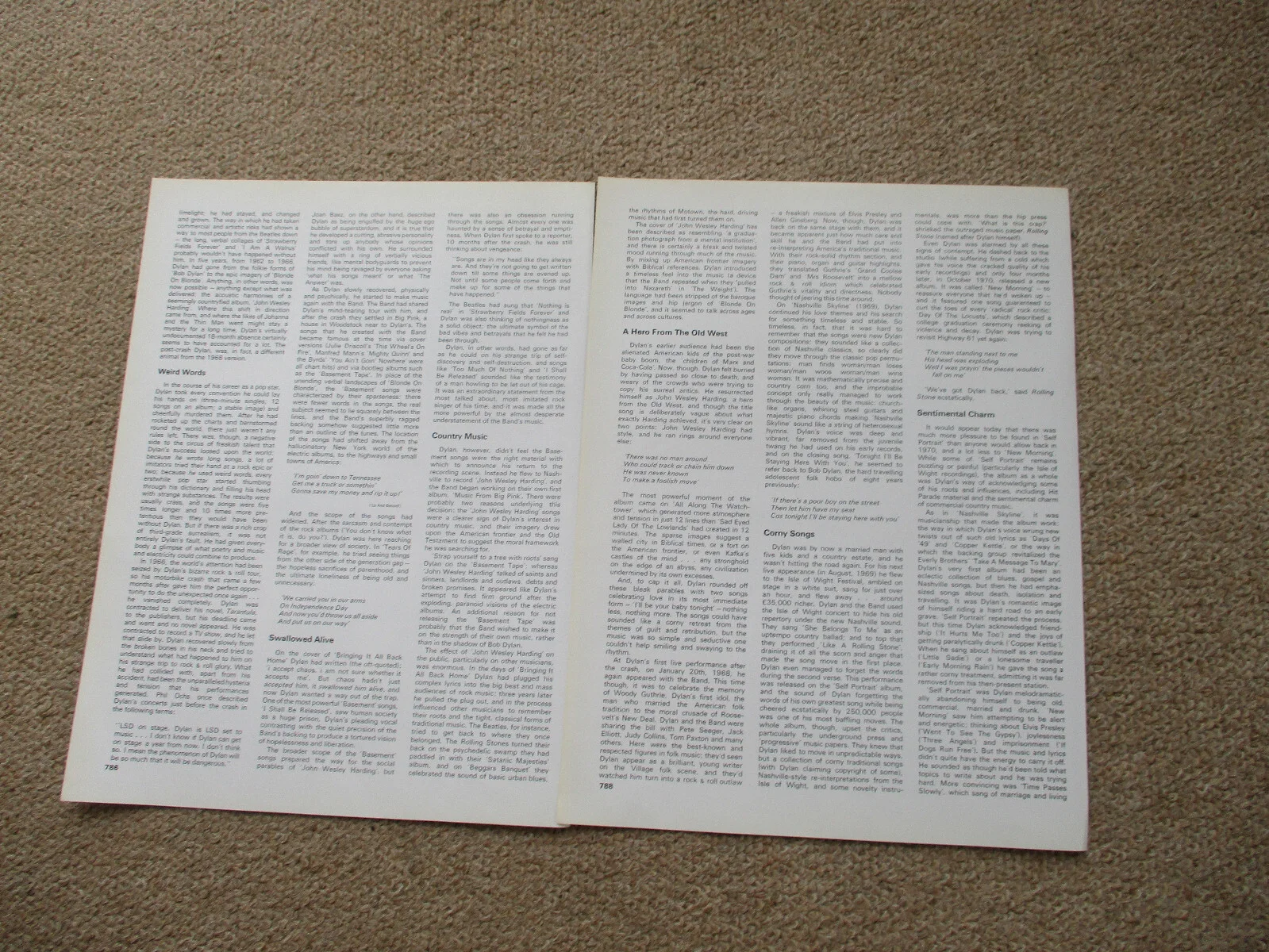 Bob Dylan - 5 page magazine article with colour and B/W pics, image 2