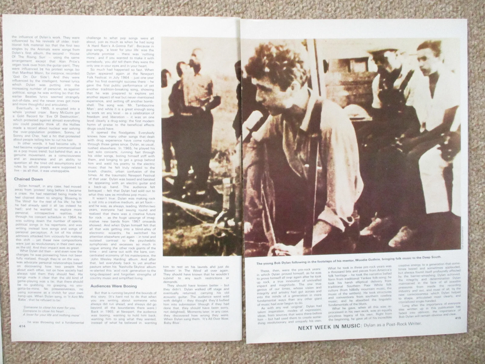 Bob Dylan - great white hope - 5 page magazine article with colour and B/W pics, image 2