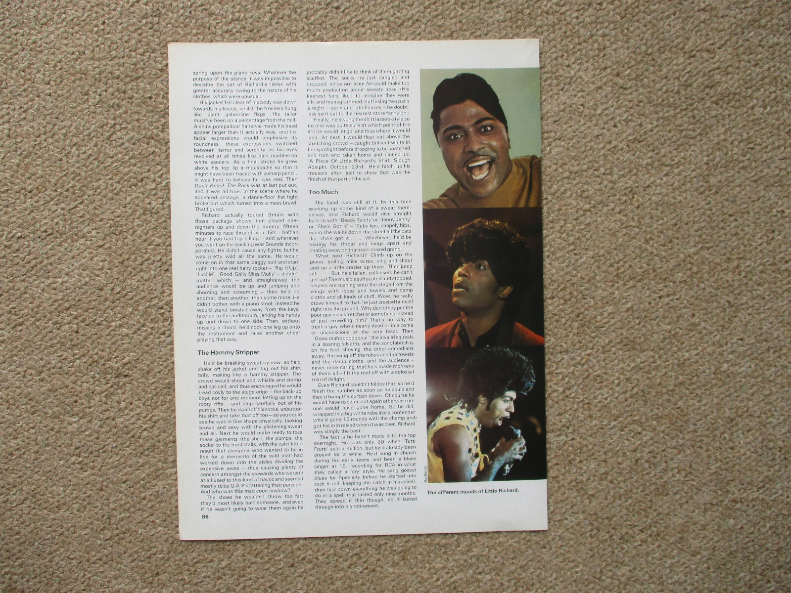 Little Richard - 3 page magazine article with colour and B/W pics, изображение 2