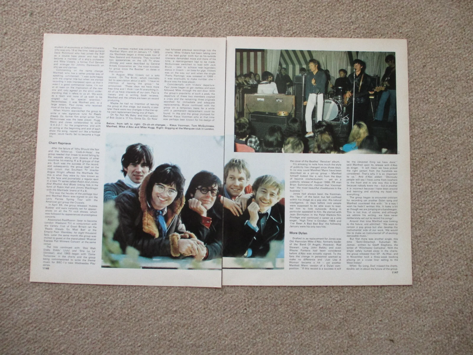 Manfred Mann -4 page magazine article with colour and B/W pics, image 2