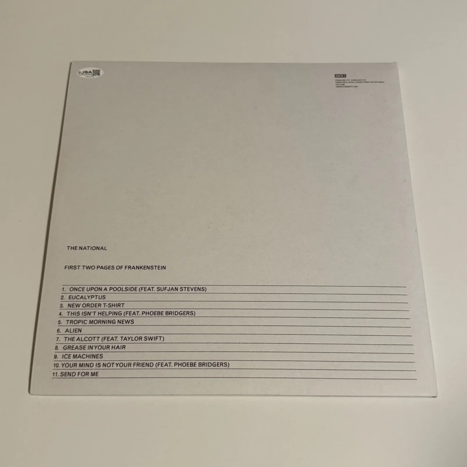 THE NATIONAL SIGNED FIRST TWO PAGES OF FRANKENSTEIN VINYL RECORD MATT JSA COA, изображение 3