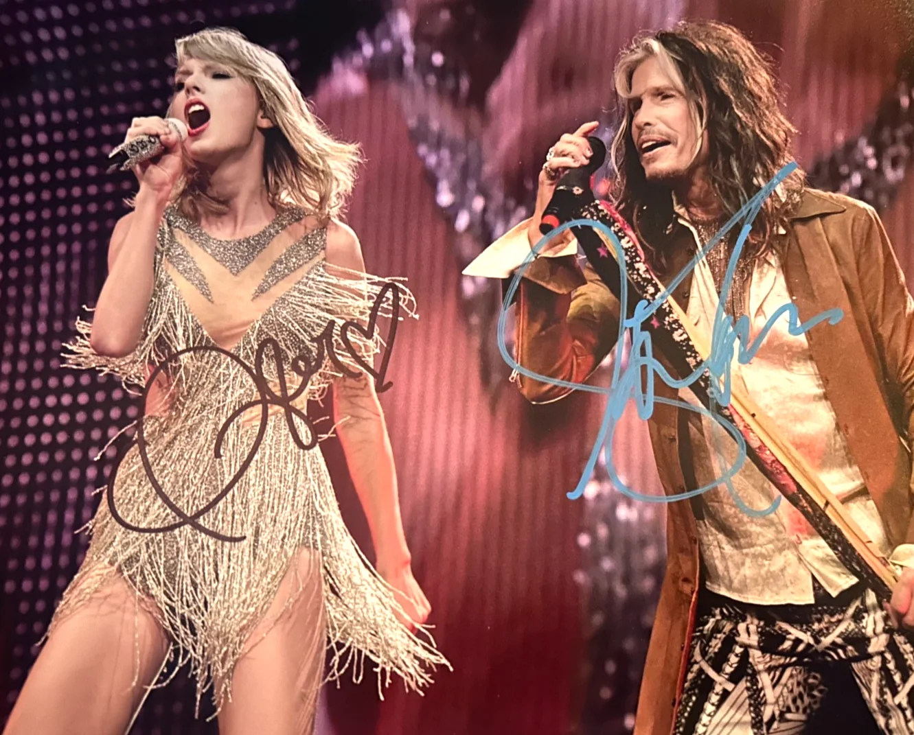 Taylor Swift, Steven Tyler — Taylor Swift & Steven Tyler (Aerosmith) Signed 8x10" Authentic Autographs w/COA